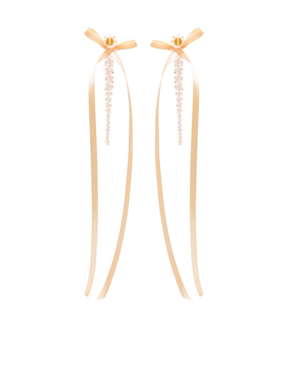 Simone Rocha Bow Ribbon Drip Earrings In Beige