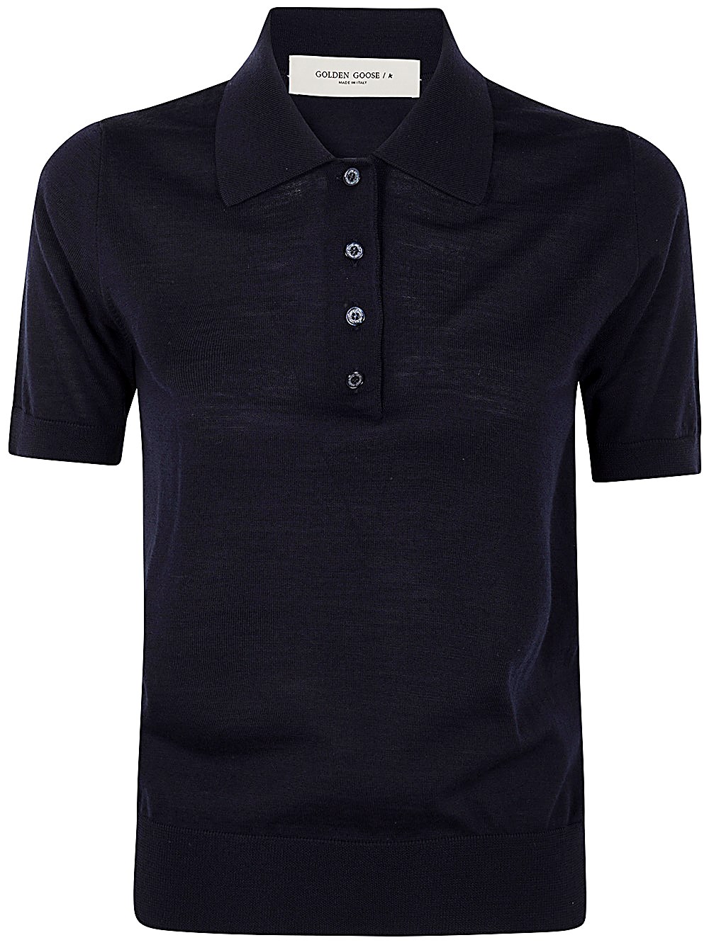 Golden Goose Polo Knit Short Sleeves In Merino Wool Clothing In Blue