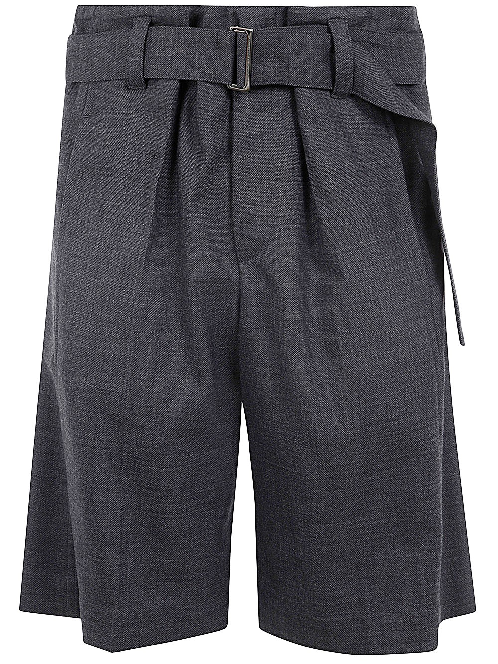 Brunello Cucinelli Waist Belted Pleated Shorts Pockets In Gray