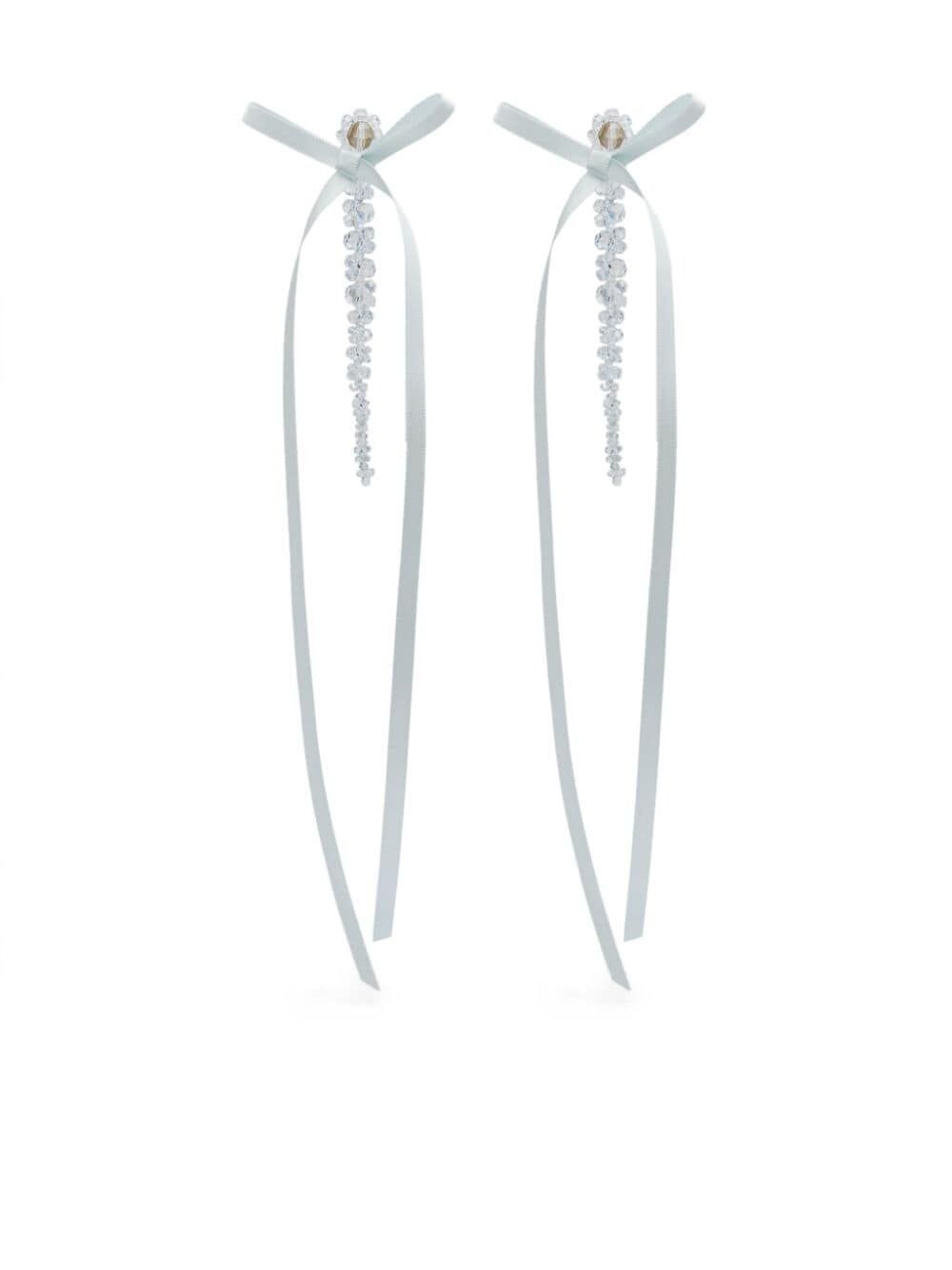 Simone Rocha Bow Ribbon Drip Earrings In White