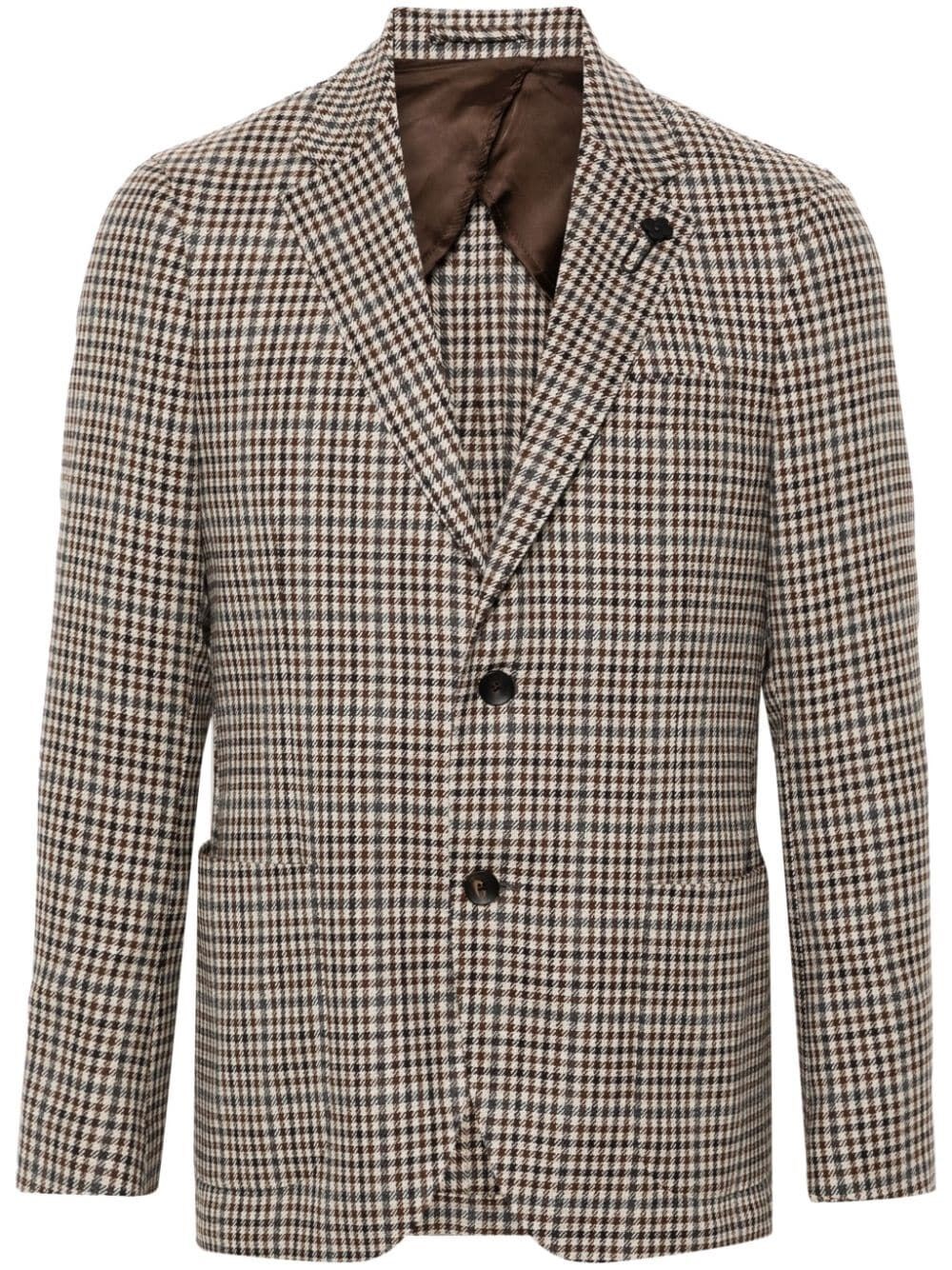 Lardini Classic Check Pattern Tailored Blazer In Beige