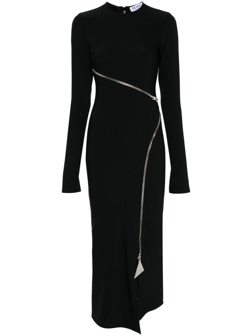 Attico Zip-up Jersey Midi Dress In Black  