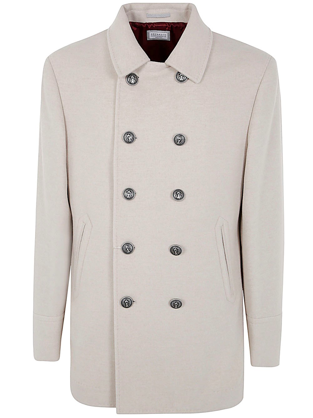 Brunello Cucinelli Coat With Double-breasted Design And Notched Lapels In White
