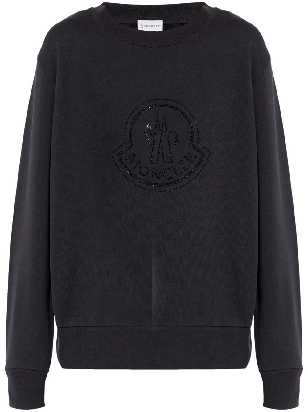 Moncler Rhinestone-embellished Logo Sweatshirt In Black