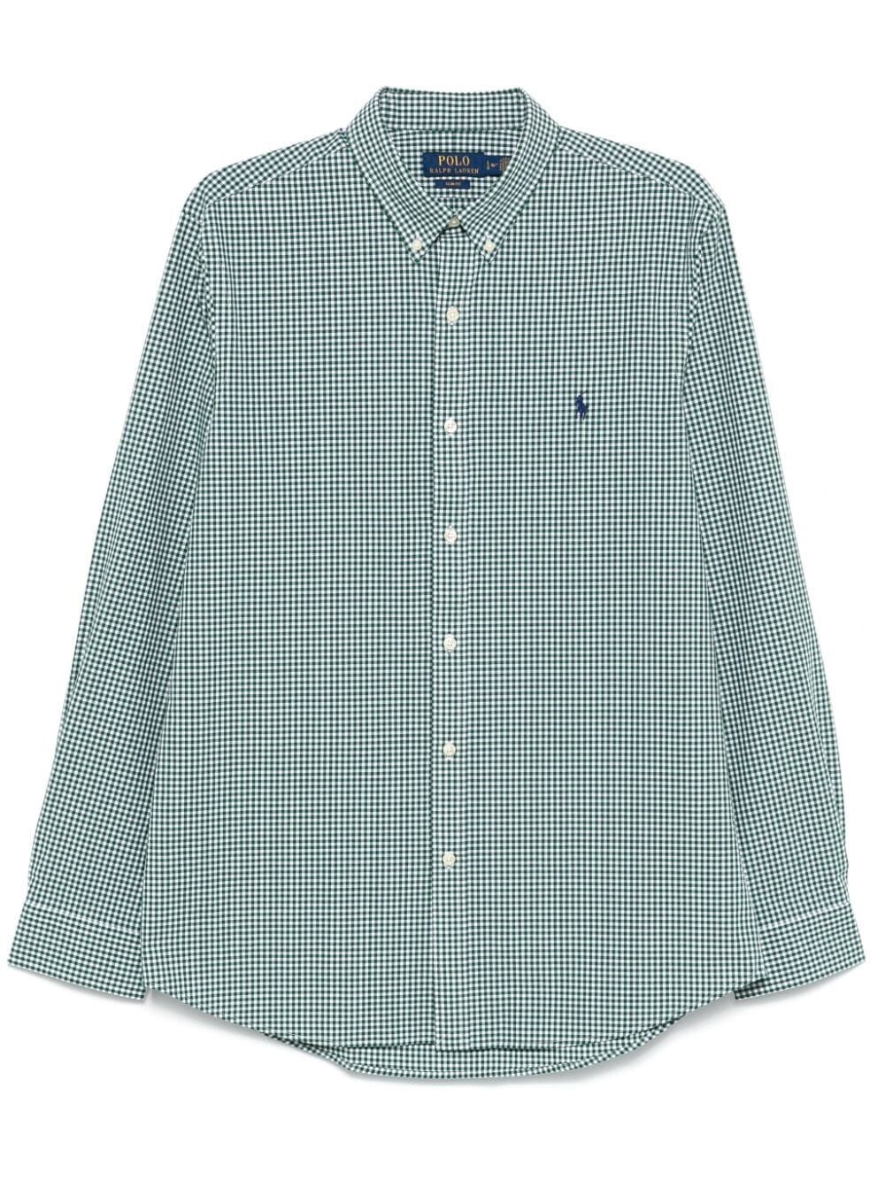 Polo Ralph Lauren Stretch-cotton Poplin Gingham Shirt In Green