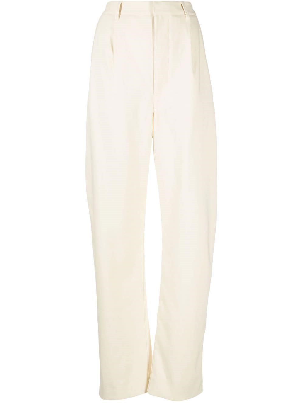 Lemaire Straight-leg Cotton-blend Trousers In White