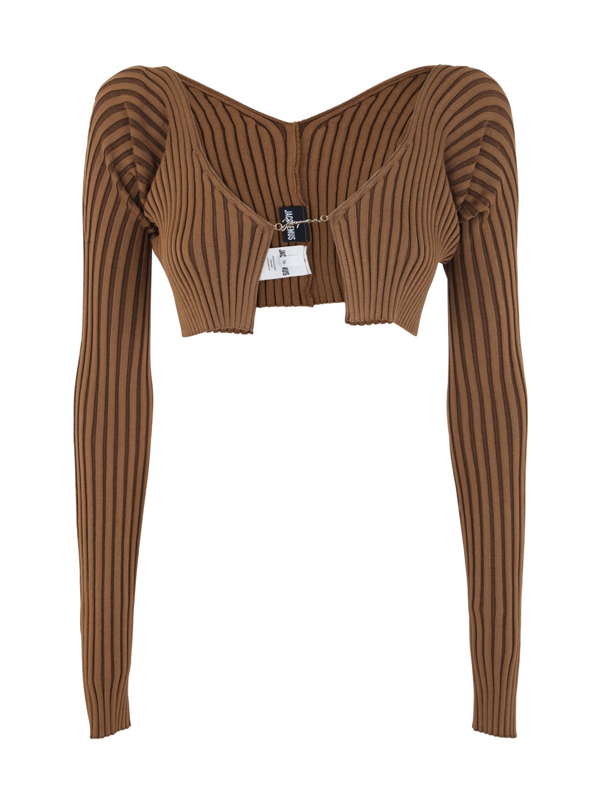 Jacquemus Logo-lettering Cropped Cardigan In Brown