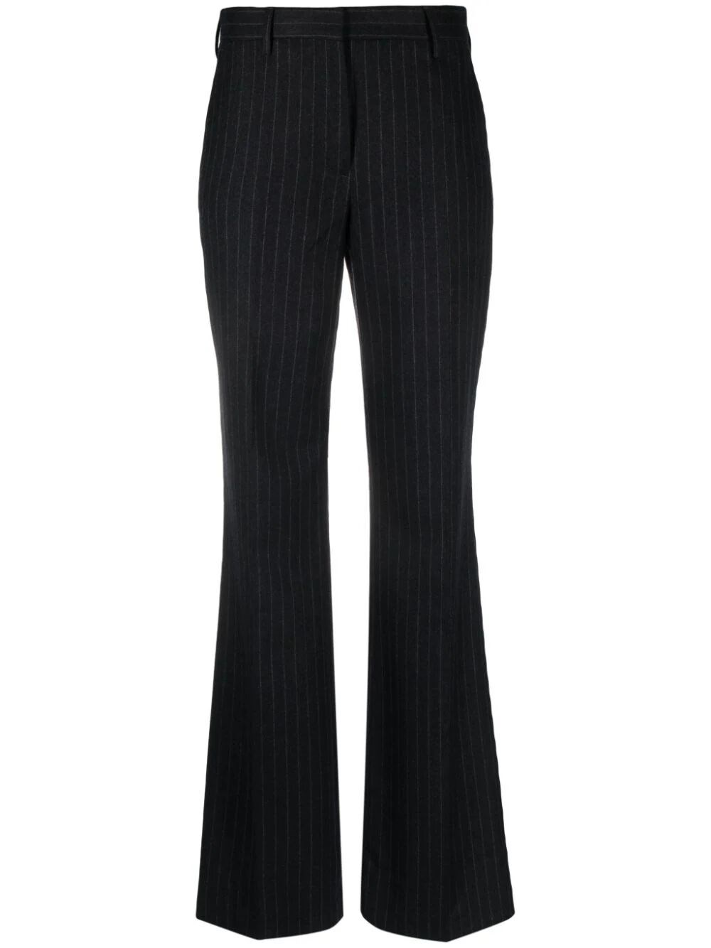 Dries Van Noten Pinstripped Wool Trousers In Gray