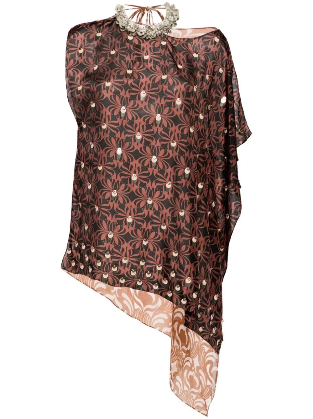 Dries Van Noten Embellished Silk-chiffon And Crepon Top In Black
