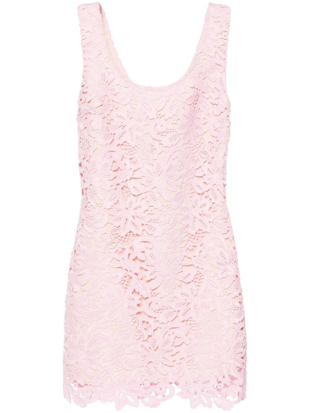 Self-portrait Guipure-lace Sleeveless Minidress In Pink