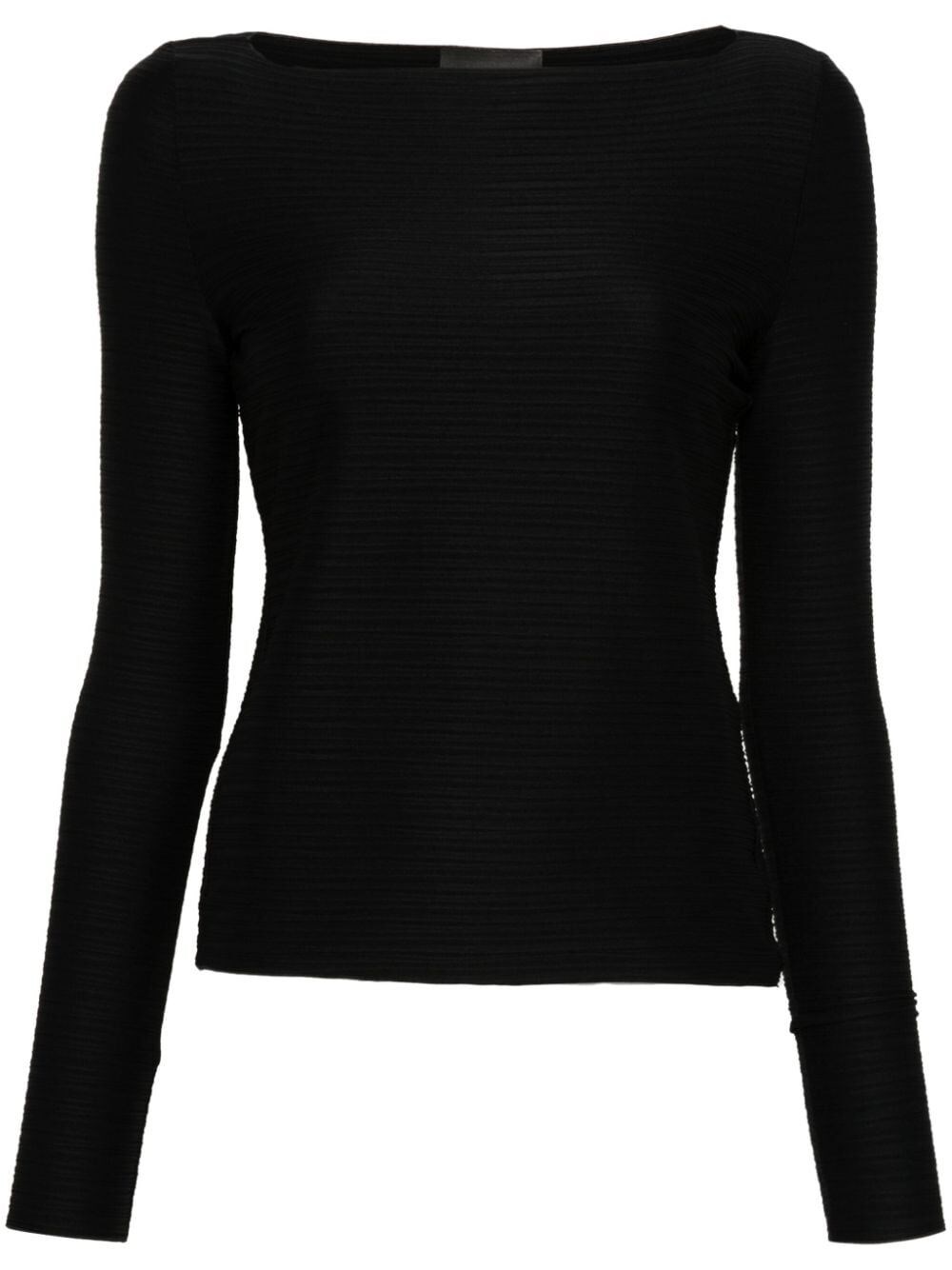 Emporio Armani Chenille Jumper With Embossed Irregular Chevron Motif In Black  