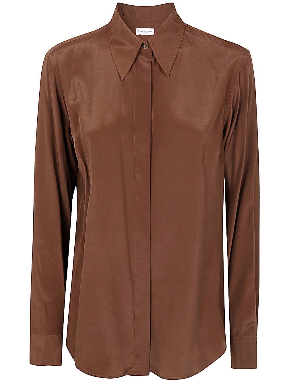 Dries Van Noten 9164 Collared Neck Long Sleeves Shirt In Brown
