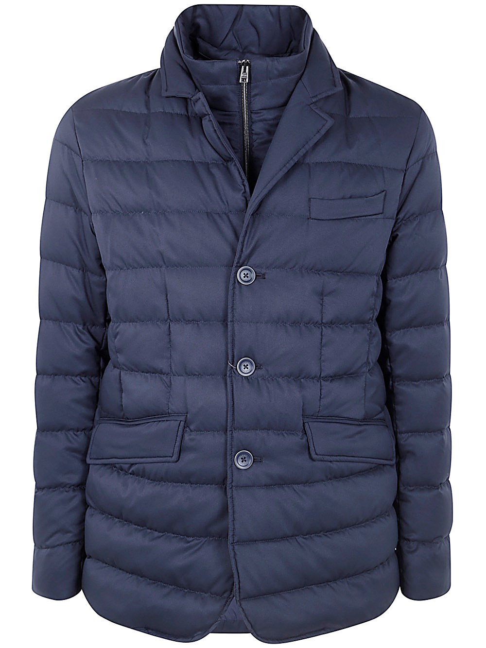 Herno La Giacca Water Resistant Down Blazer With Removable Bib In Blue