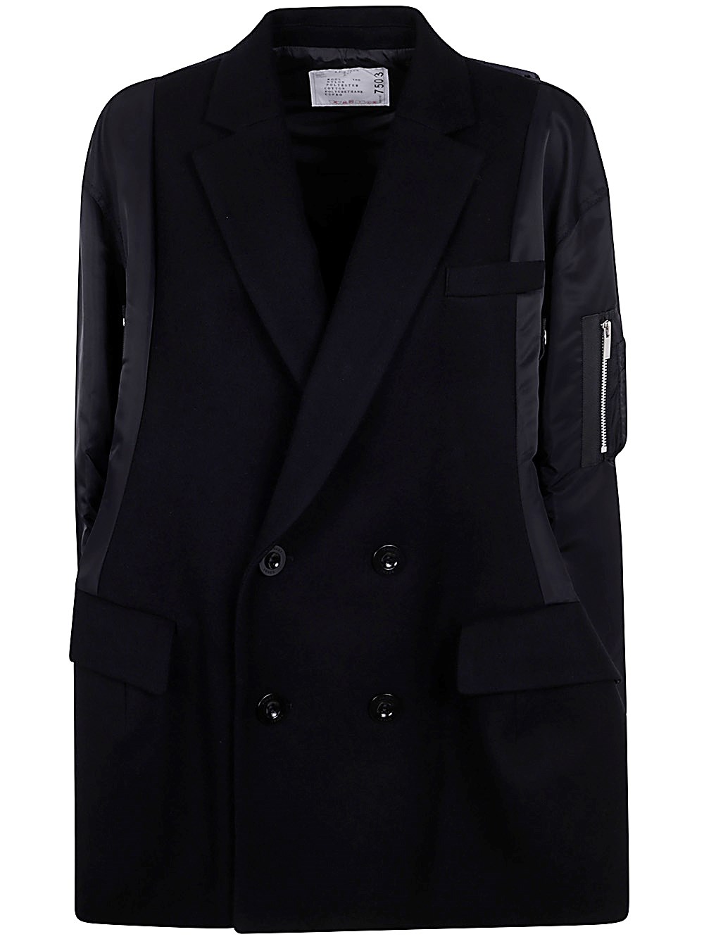 Sacai Wool Melton X Nylon Twill Quilted Coat