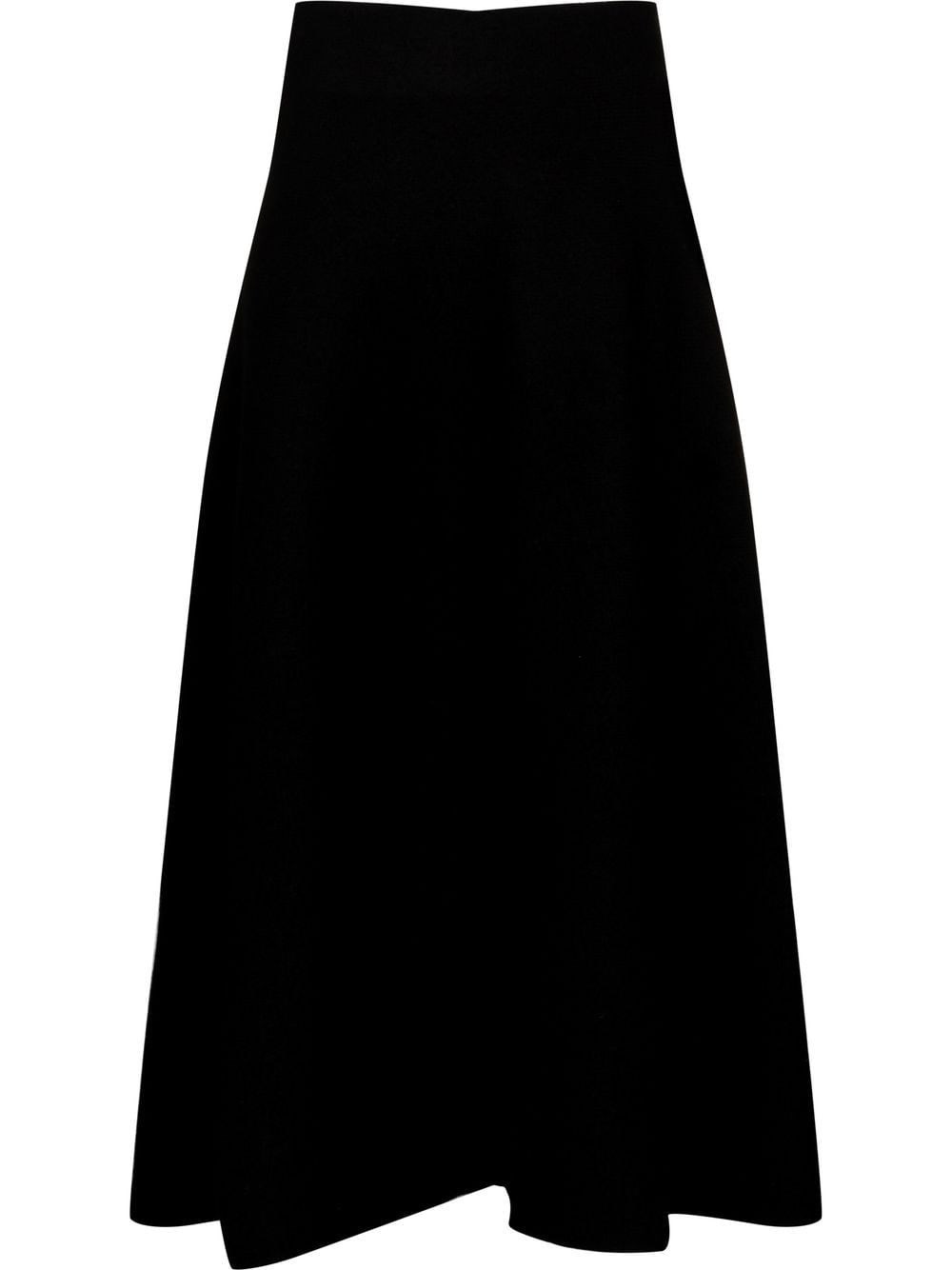 Jil Sander Black Elastic Knit Midi Skirt In Black