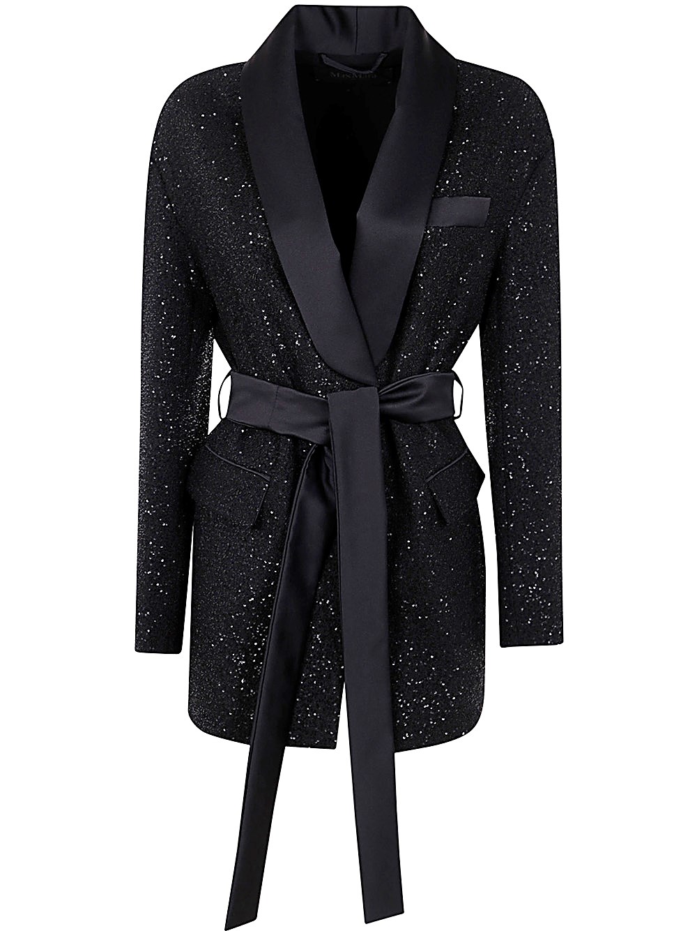 Max Mara Pau Viscose Blend Blazer With All-over Sequins In Black  