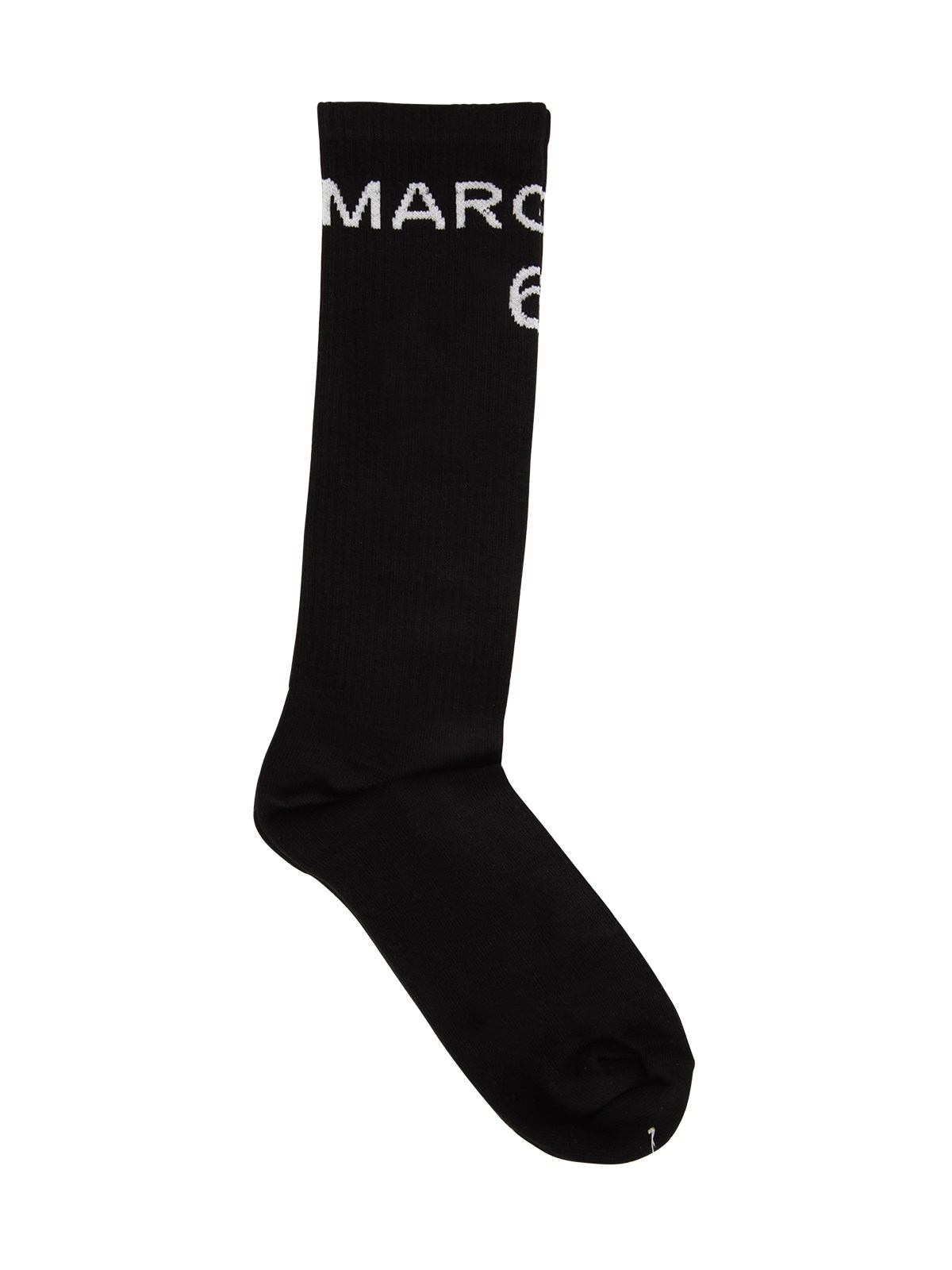 Mm6 Maison Margiela Ribbed Socks Branded With Numeric Logo In Black