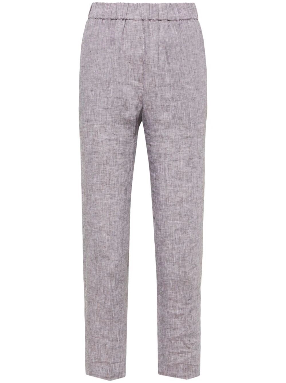 Peserico Cropped Linen Trousers In Brown