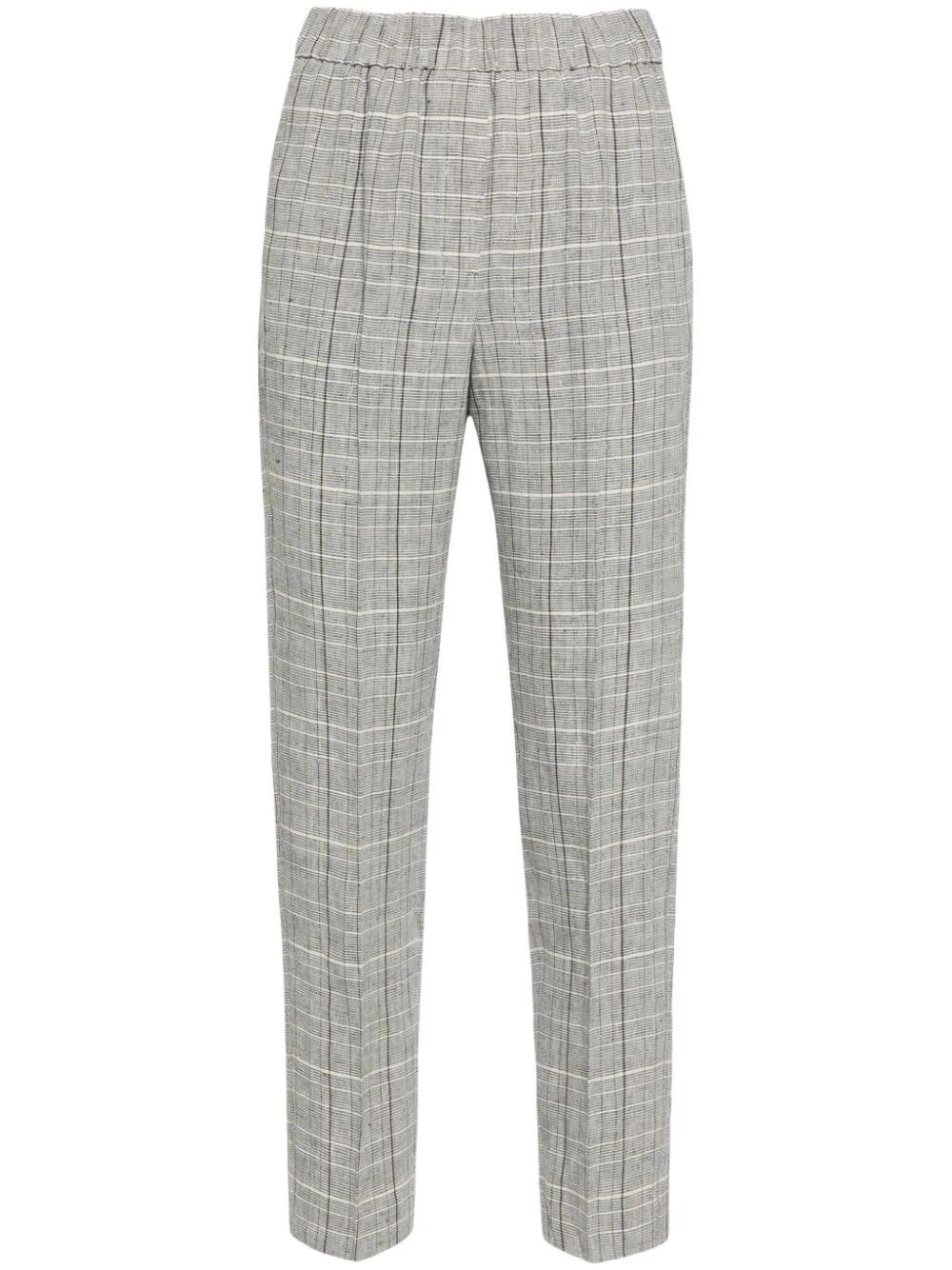 Peserico Plaid-check Cropped Trousers In Brown