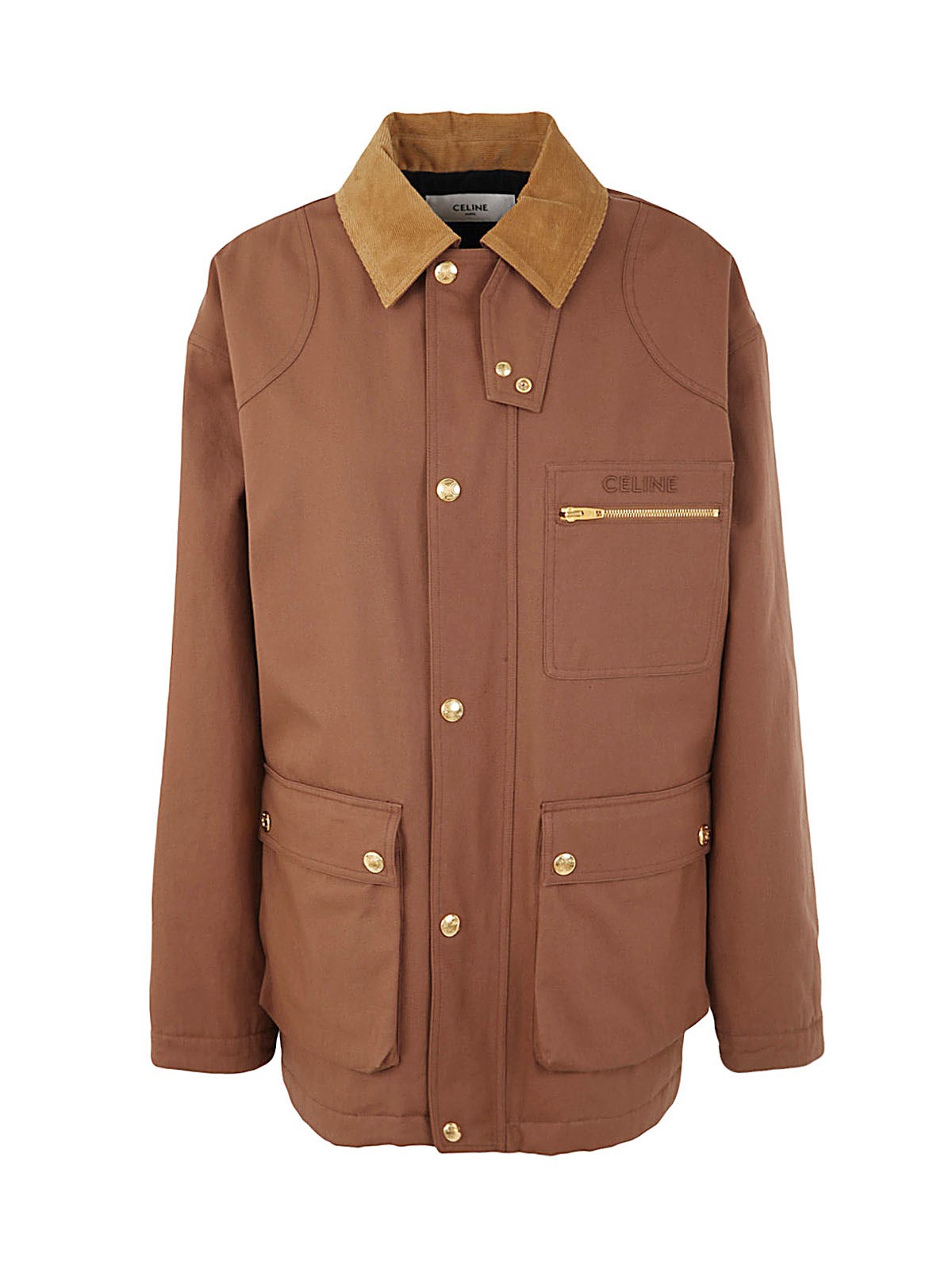 Celine Long-sleeved Parka In Brown