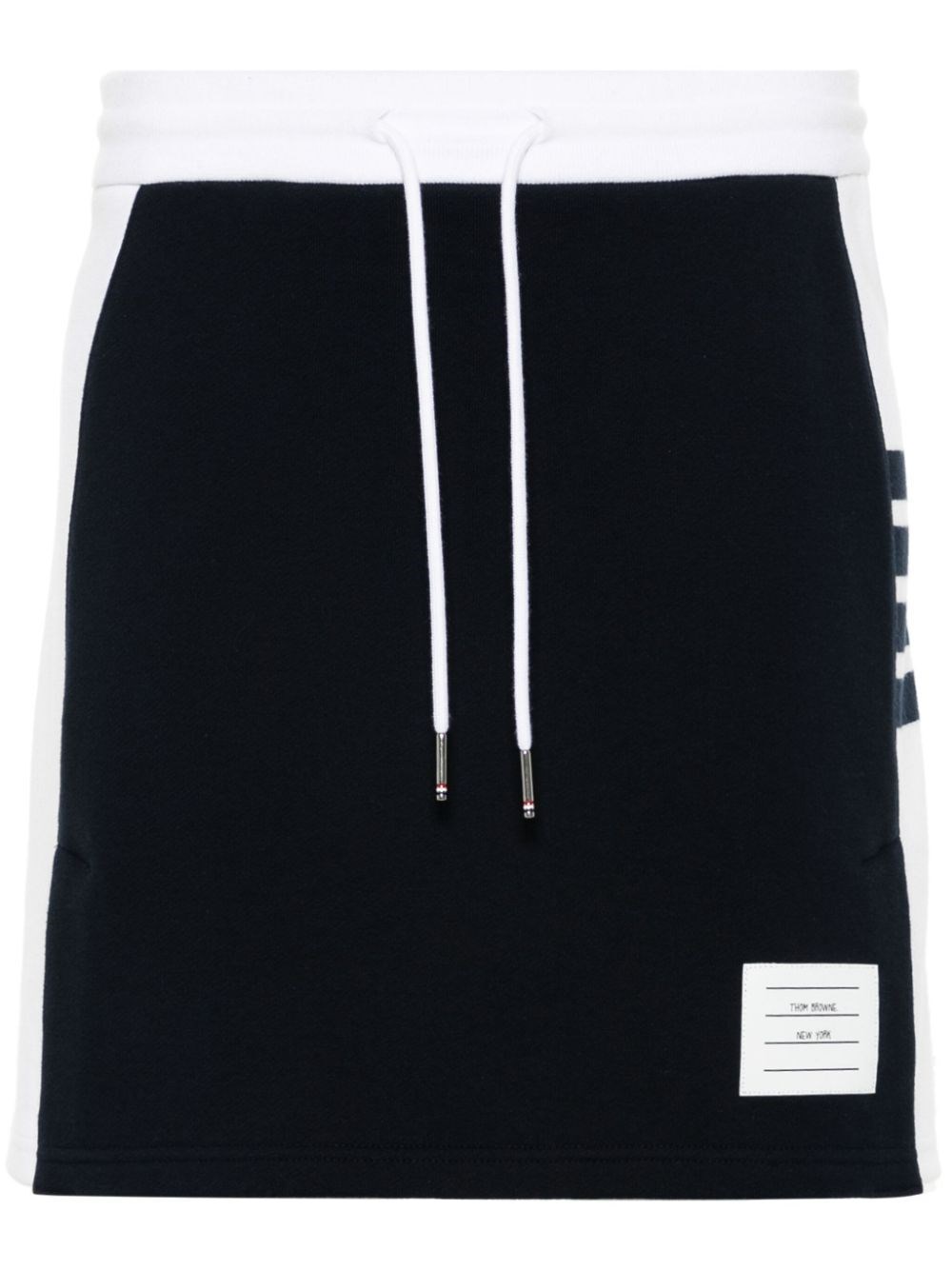 Thom Browne Cotton Miniskirt Featuring Adjustable Waist In Black