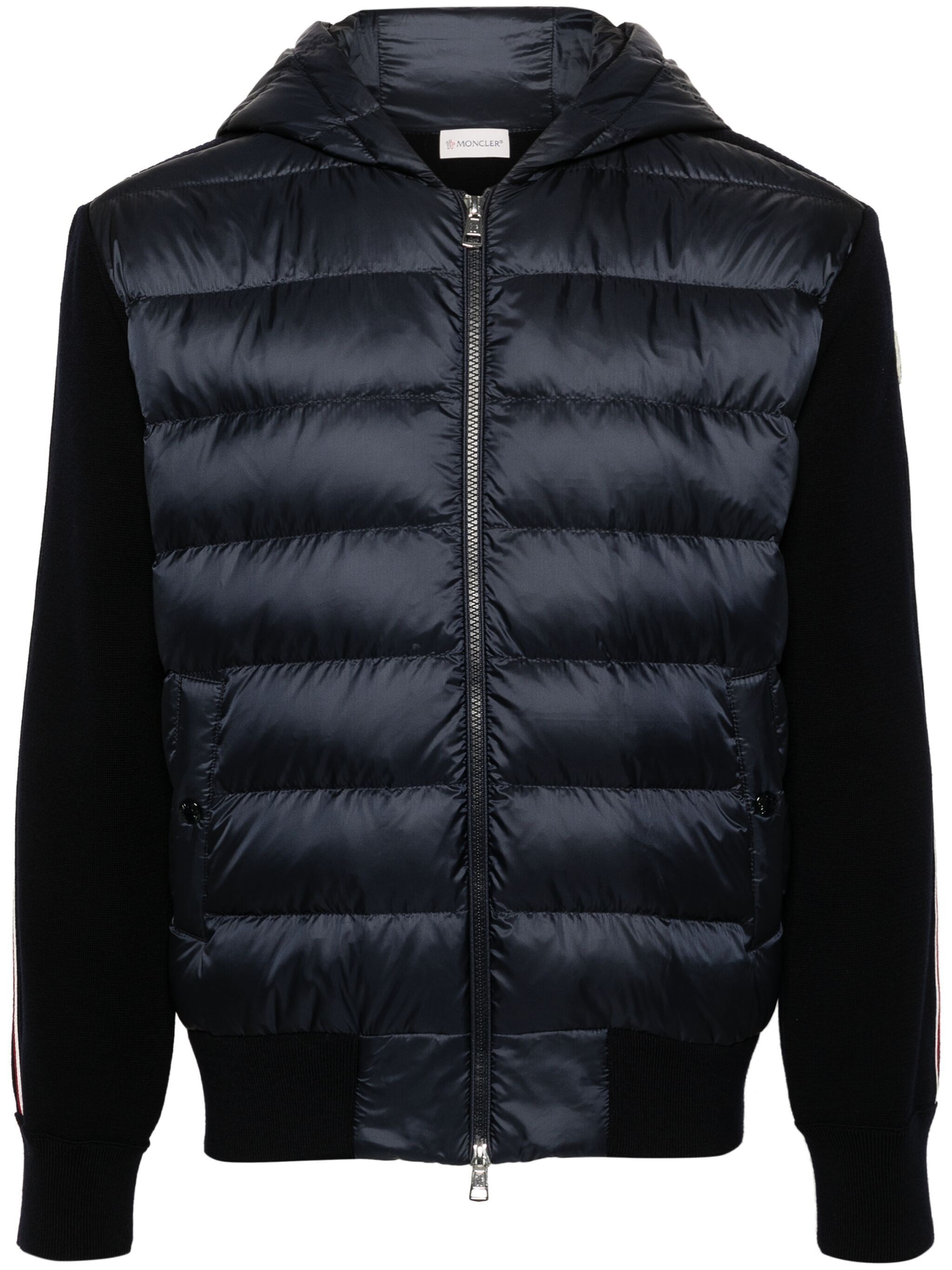 Moncler Padded Hooded Jacket In Blue