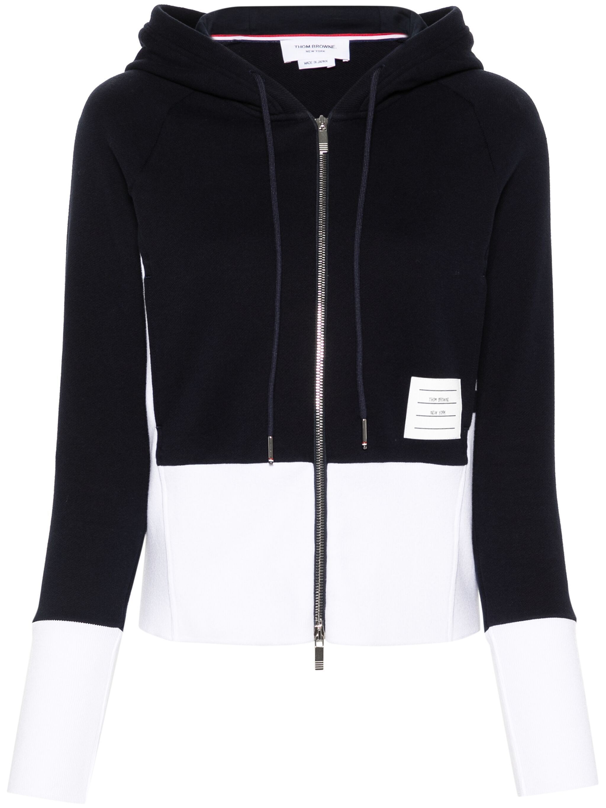 Felpa con cappuccio e zip Thom Browne a blocchi di colore con 4 barre
