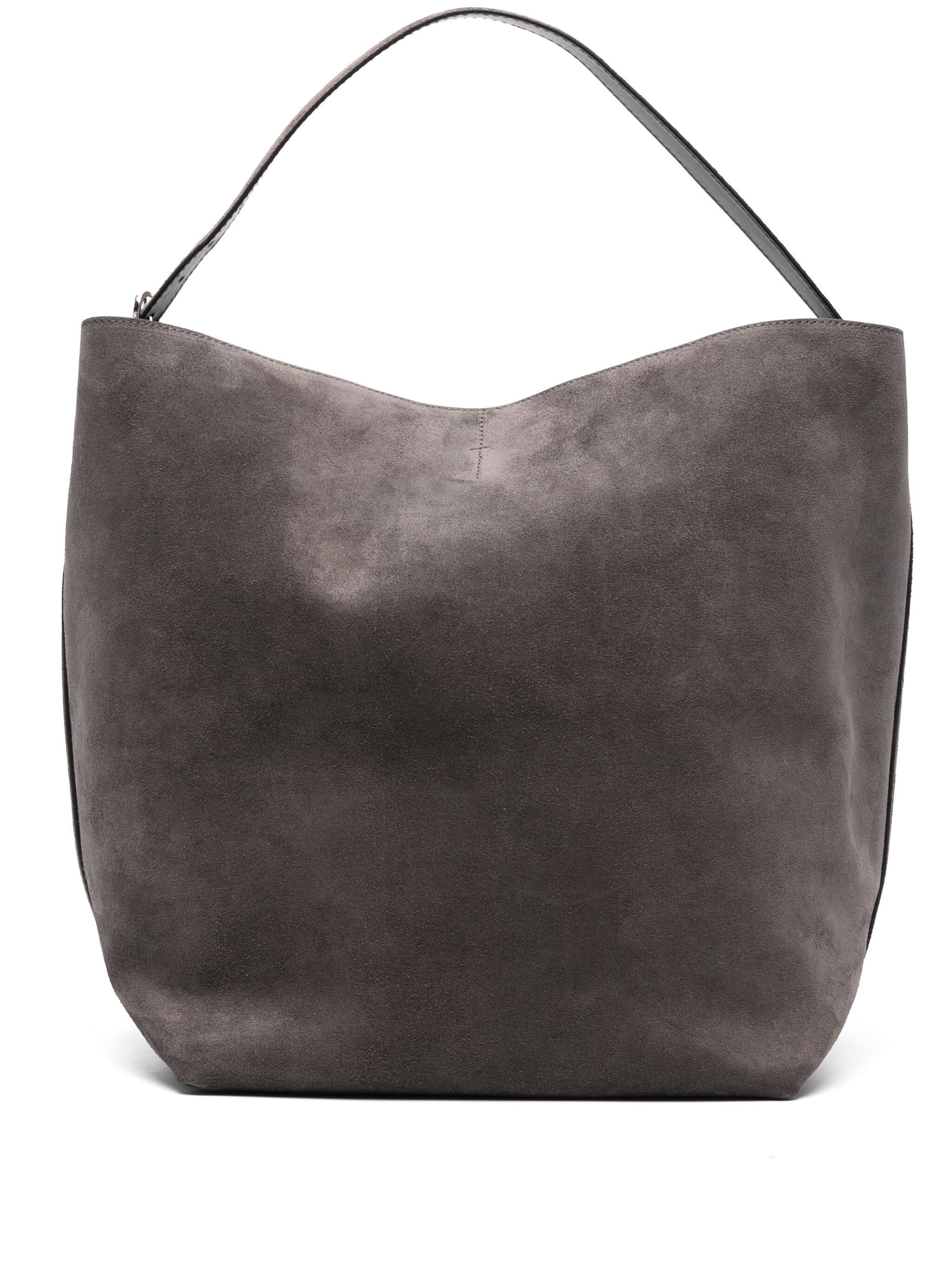 Totême Open-top Suede Tote Bag In Gray