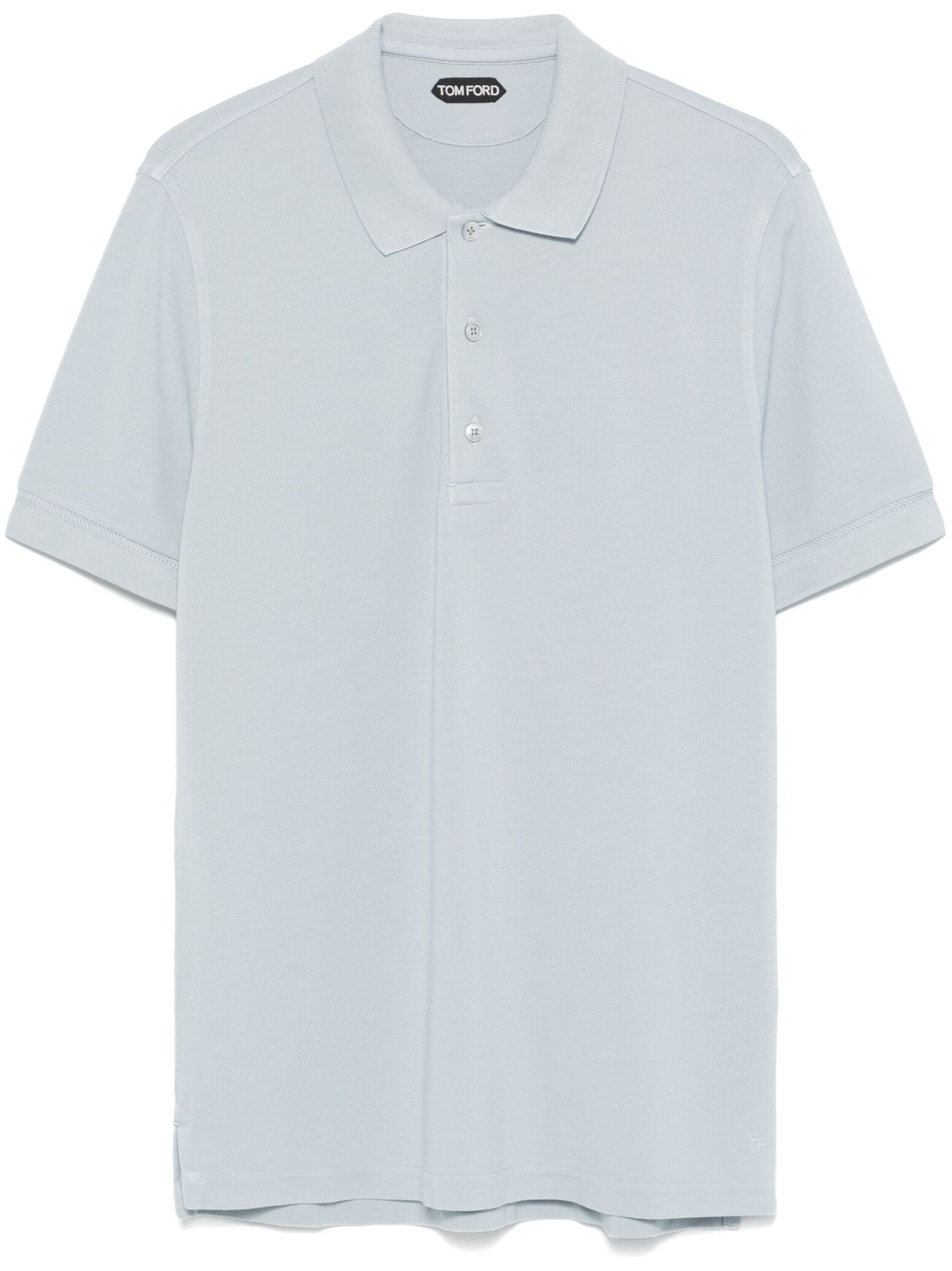 Tom Ford Light Blue Polo Shirt With Front Button Placket In Blue