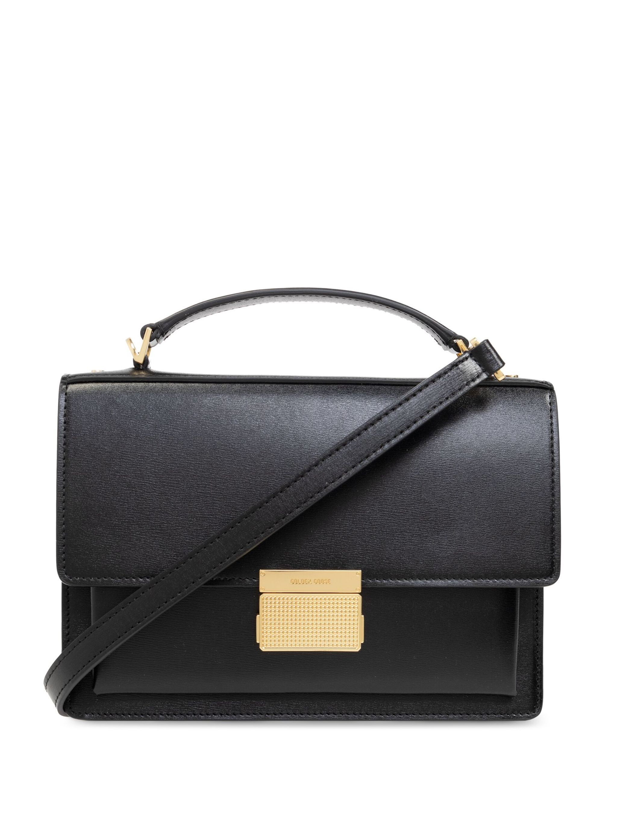 Golden Goose Venezia Bag Palmellato Leather Body Gold Metal Details Bags In Black
