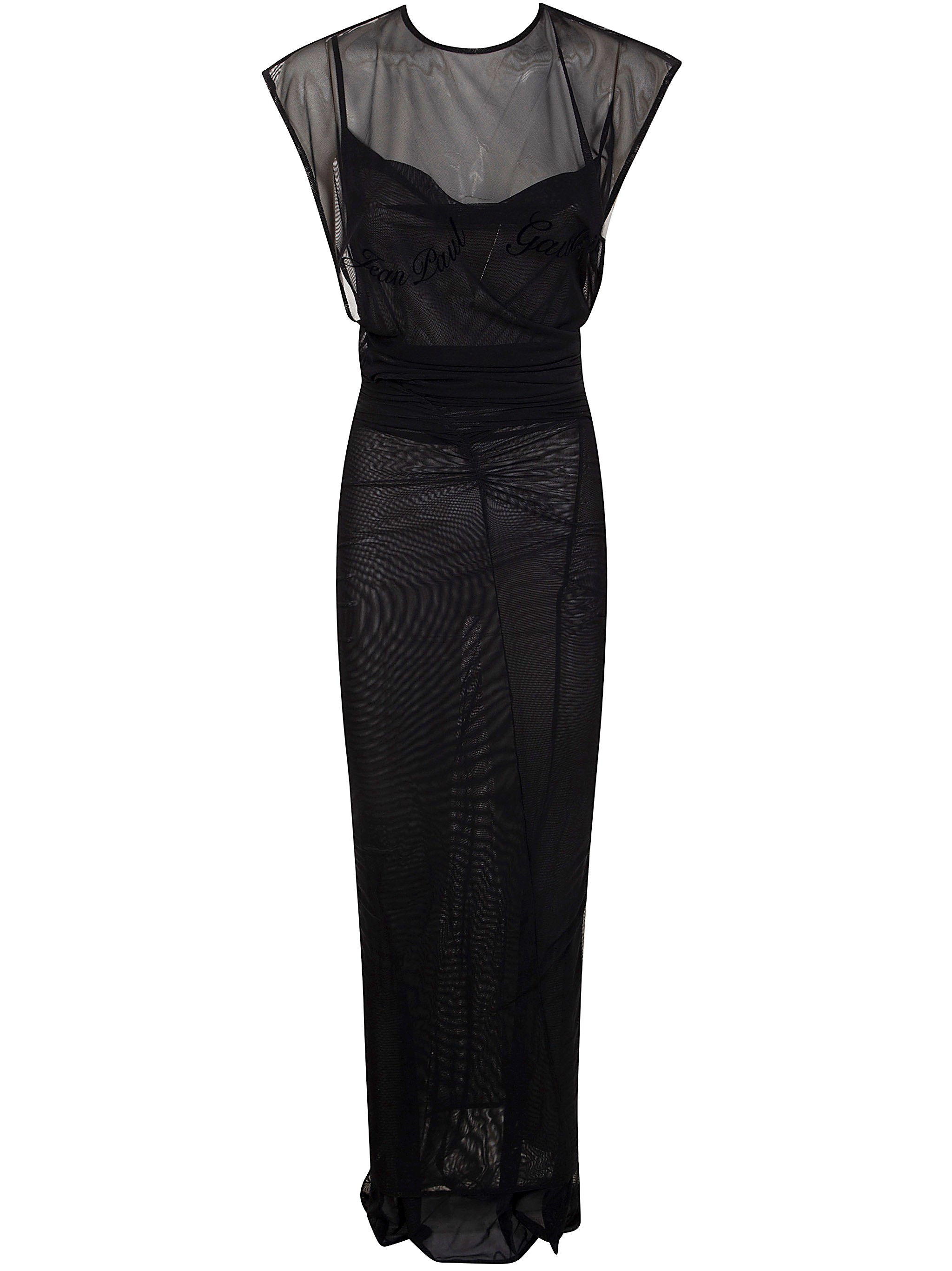 JEAN PAUL GAULTIER Mesh Open Back Sleeveless Dress Velvet Flock Jean P