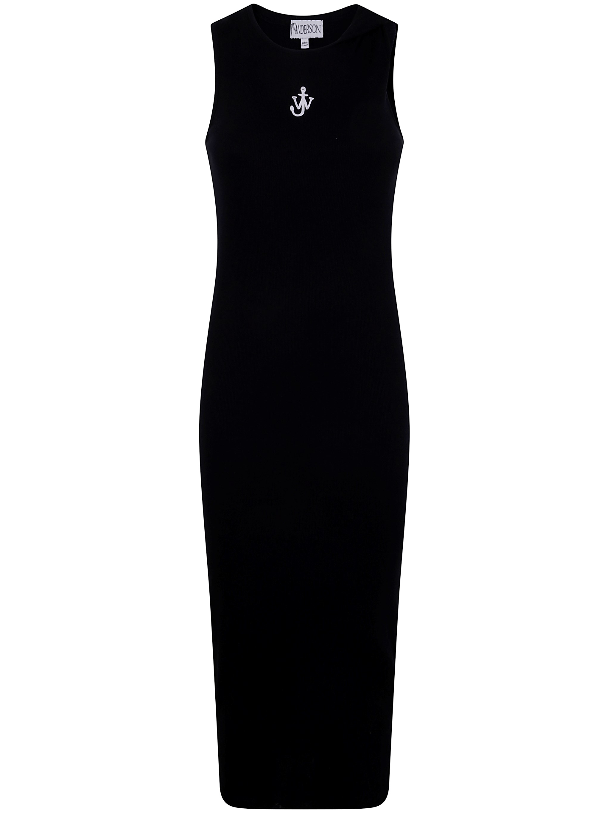 Jw Anderson J. W. Anderson Anchor Logo Twisted Strap Long Dress In Black
