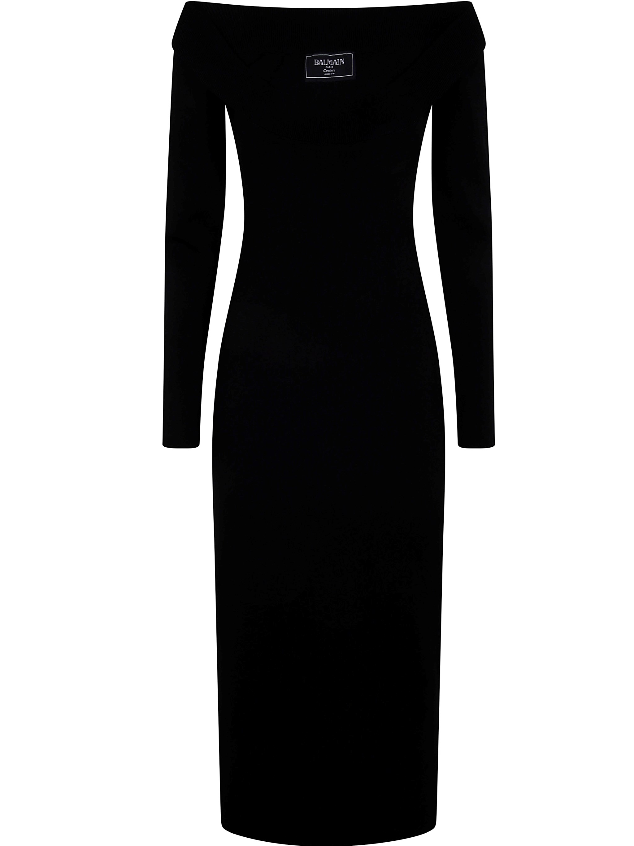 Balmain Double Collar Knit Zipped Midi Dress