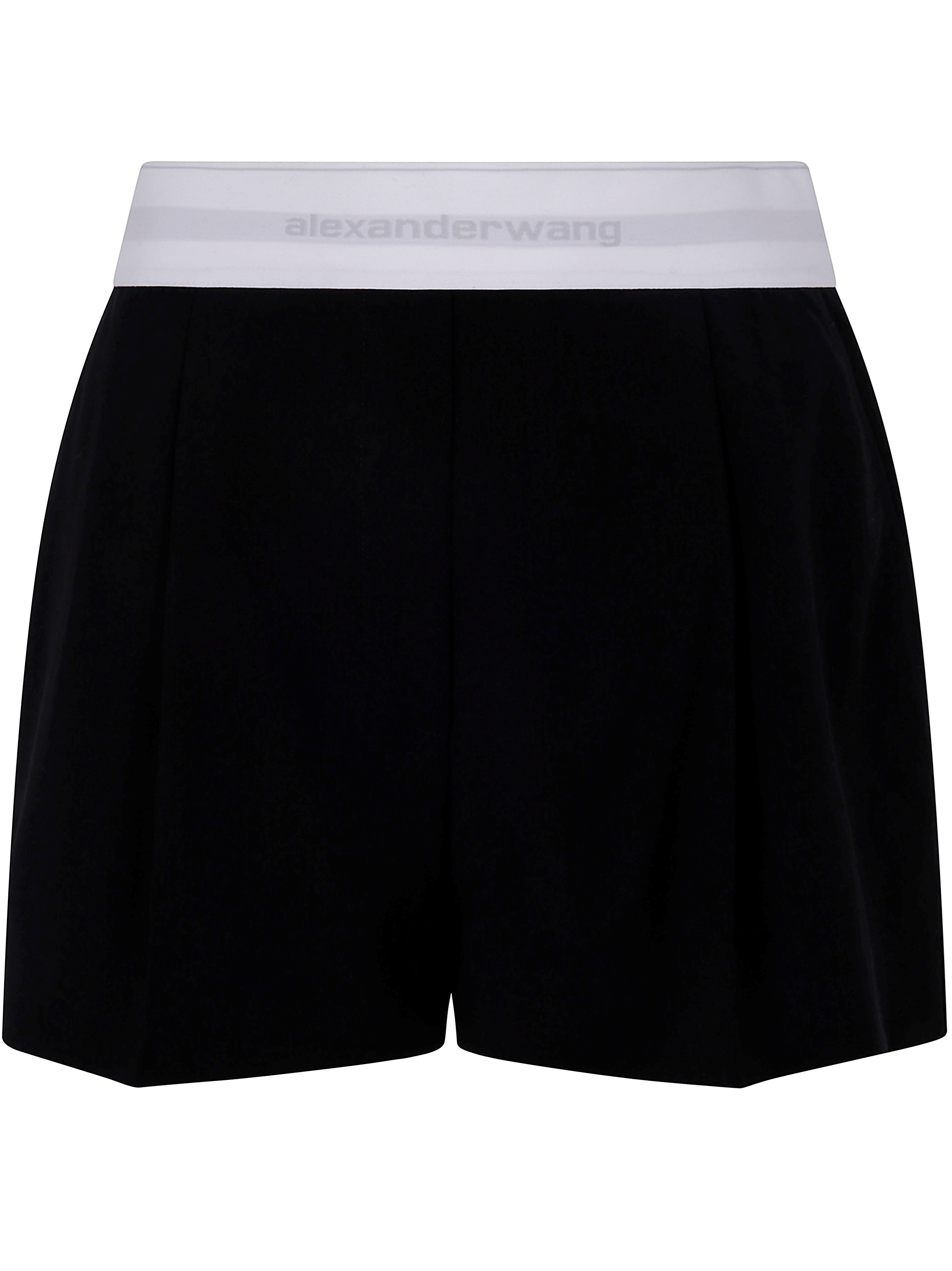 Alexander Wang Pleated Shorts With Branded Band In Black  
