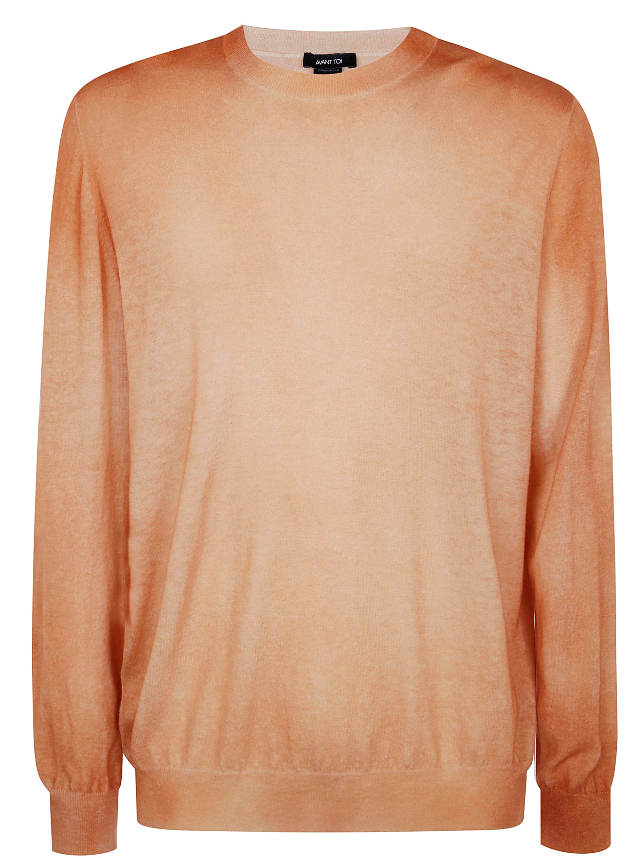 Avant Toi Two Colors Ultralight Cashmere And Wool Round Neck Pullover In Yellow