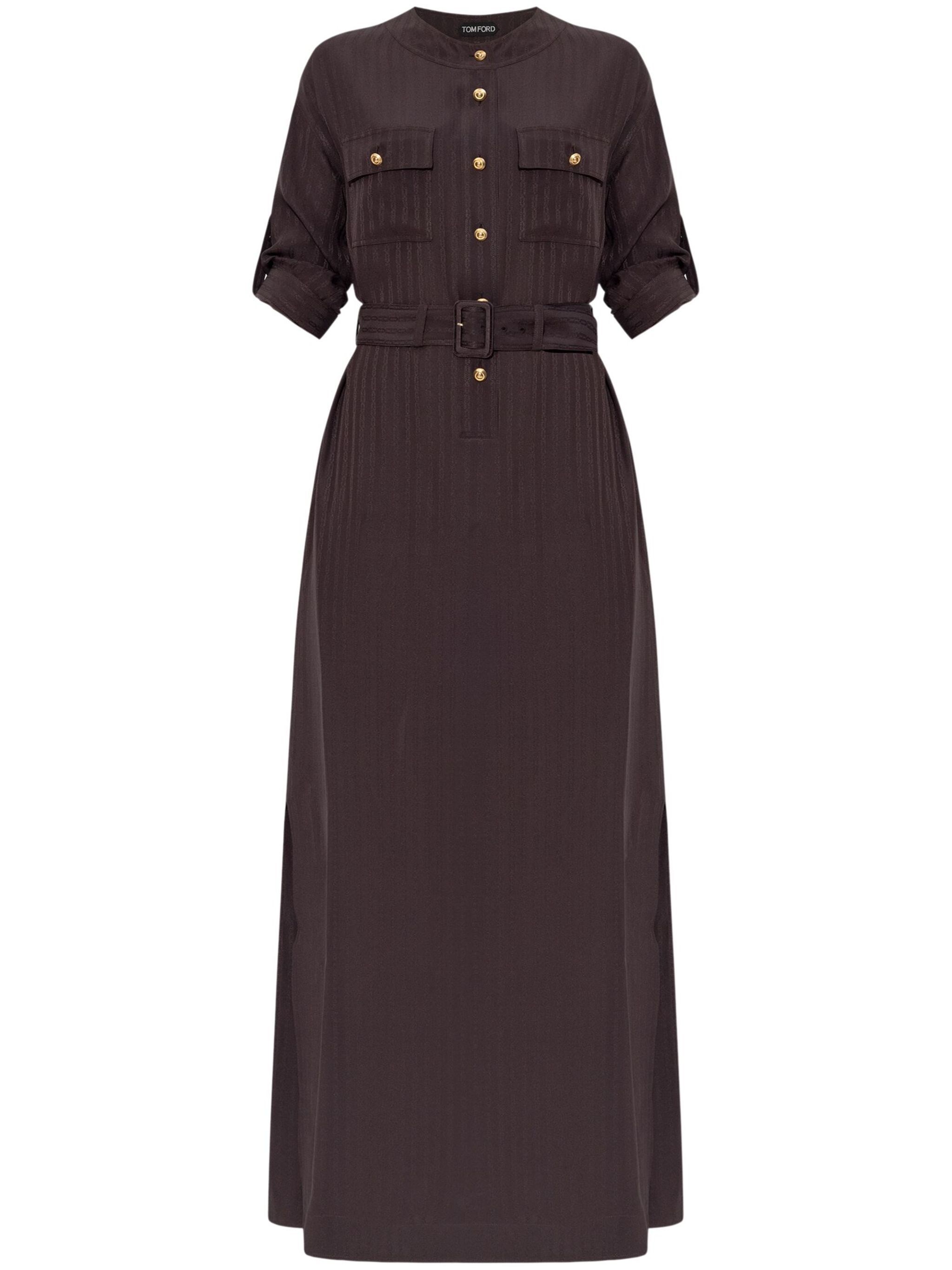 TOM FORD 3/4 Sleeves Front Button Long Dress