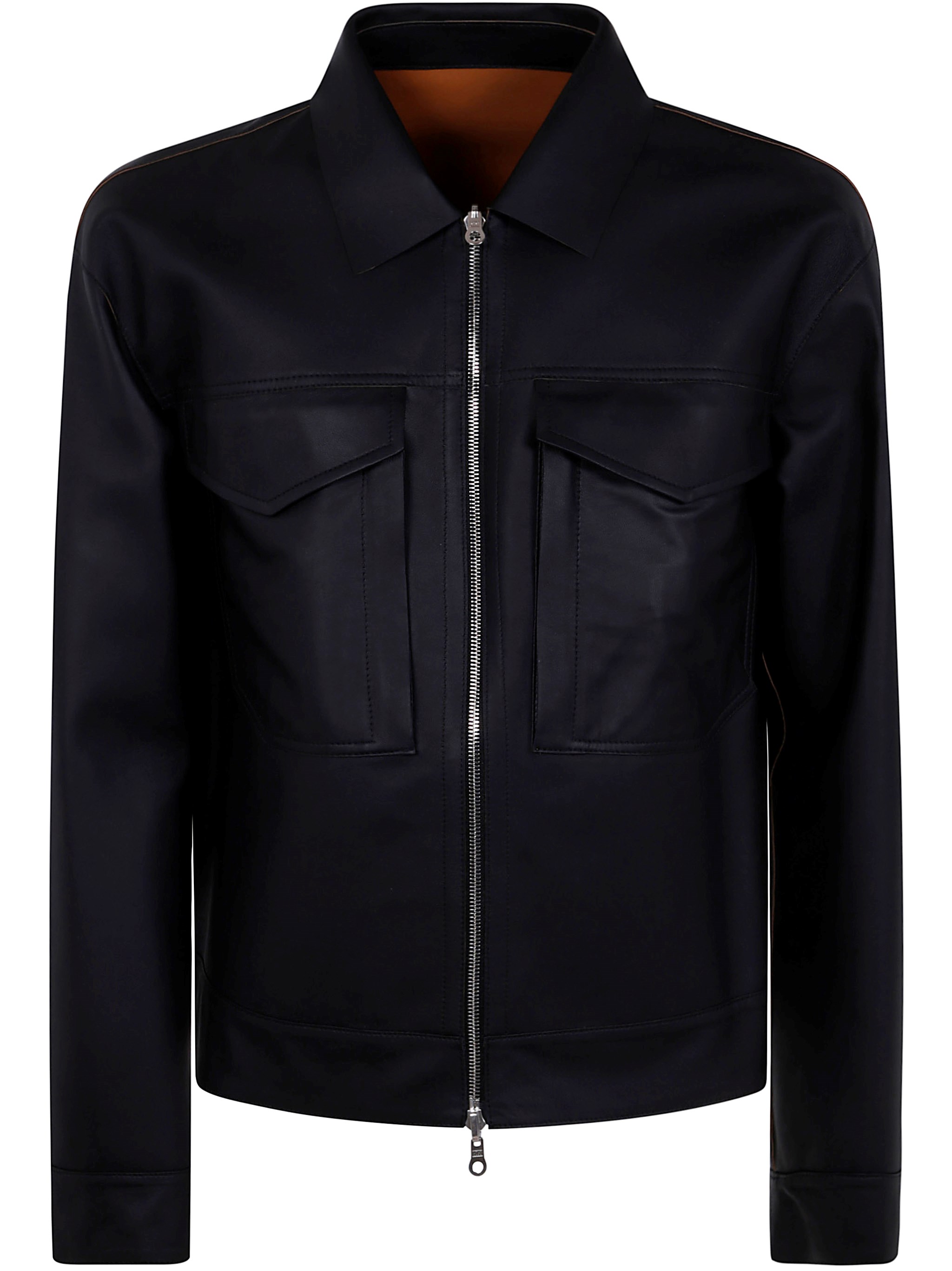 Desa Leather Reversible Boxy Jacket By In Black