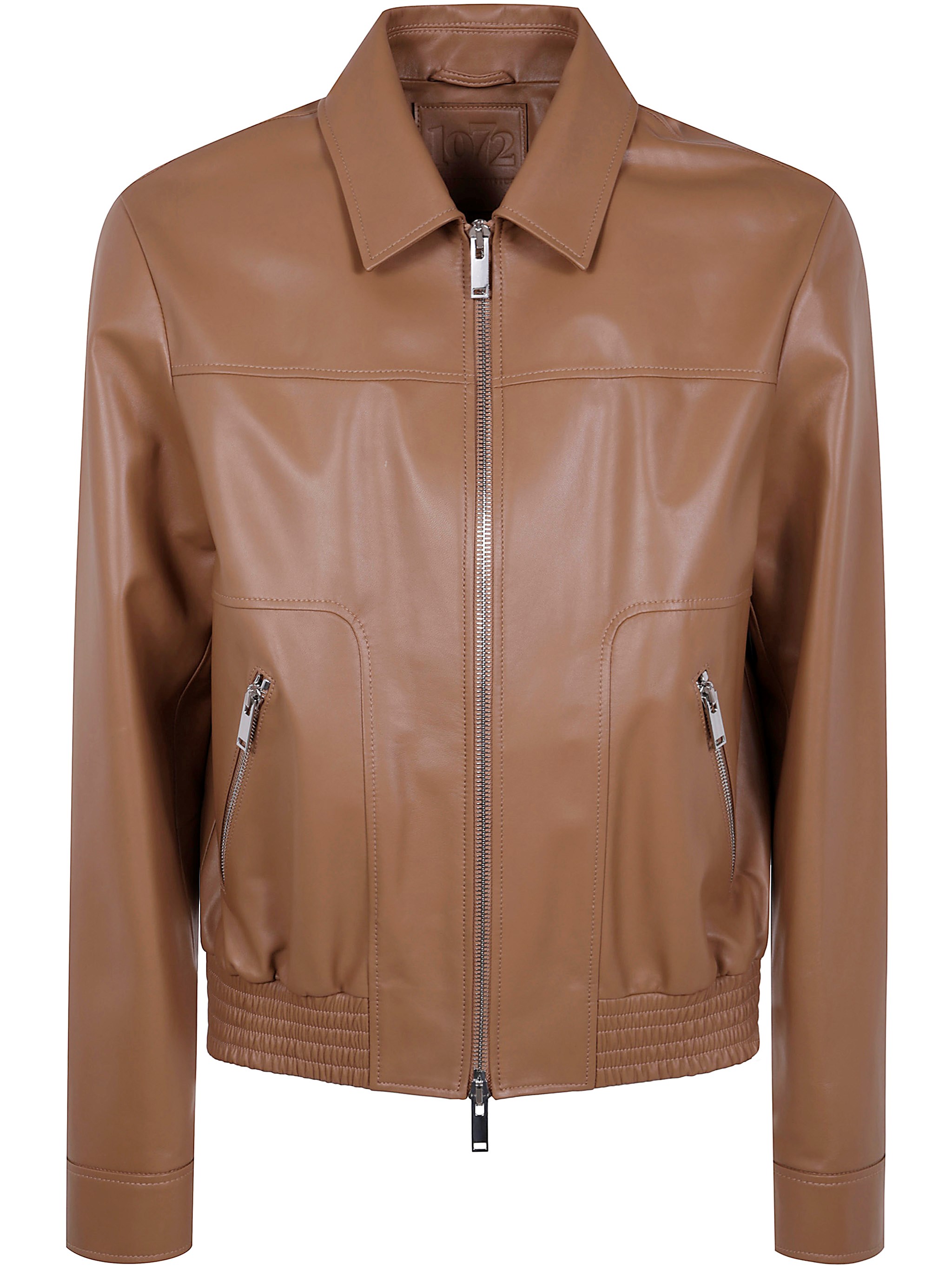 Desa Leather Fitted Bomber Jacket In Brown