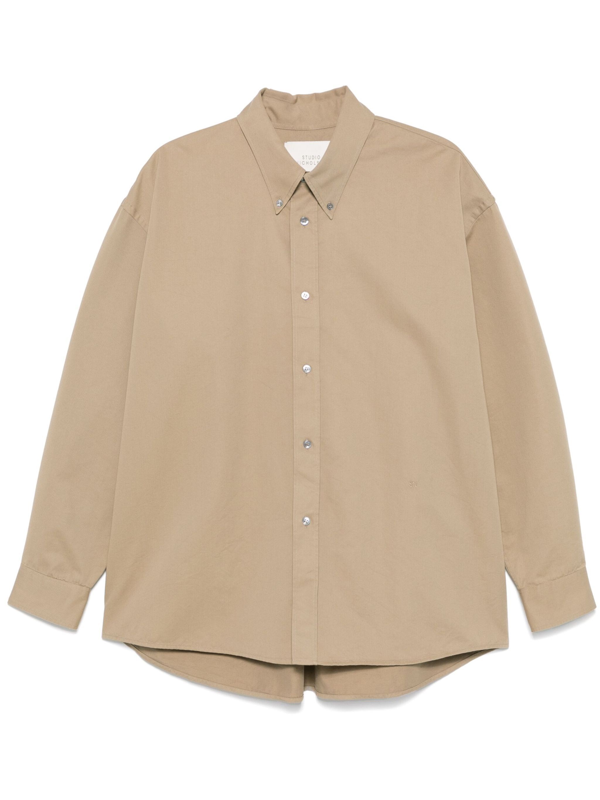 Studio Nicholson Collared Shirt With Long Sleeves And Back Yoke In Brown