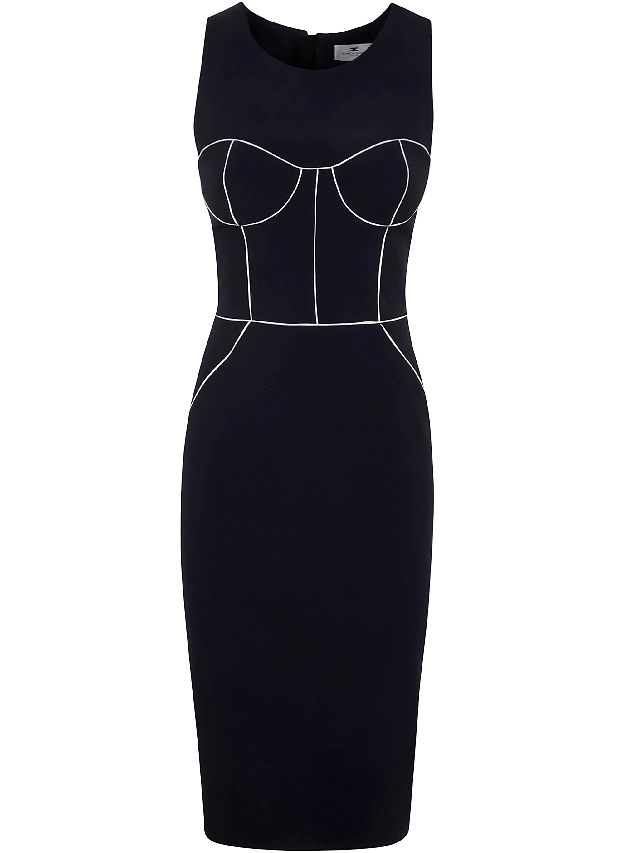 Elisabetta Franchi Contrasting-piping Midi Dress In Black  