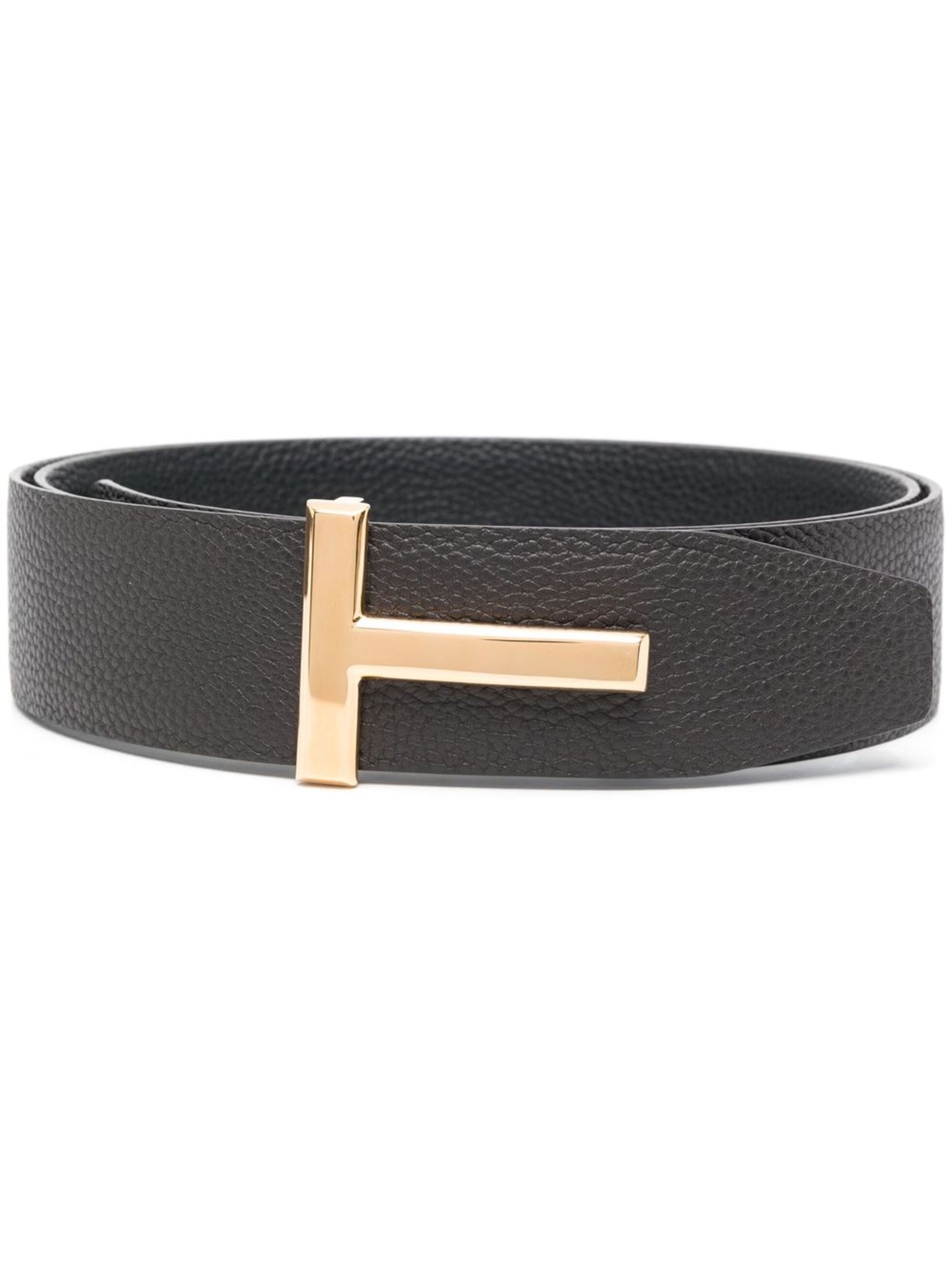 Tom Ford Soft Grain Leather Reversible T Belt 40 Mm Accessories In Gold