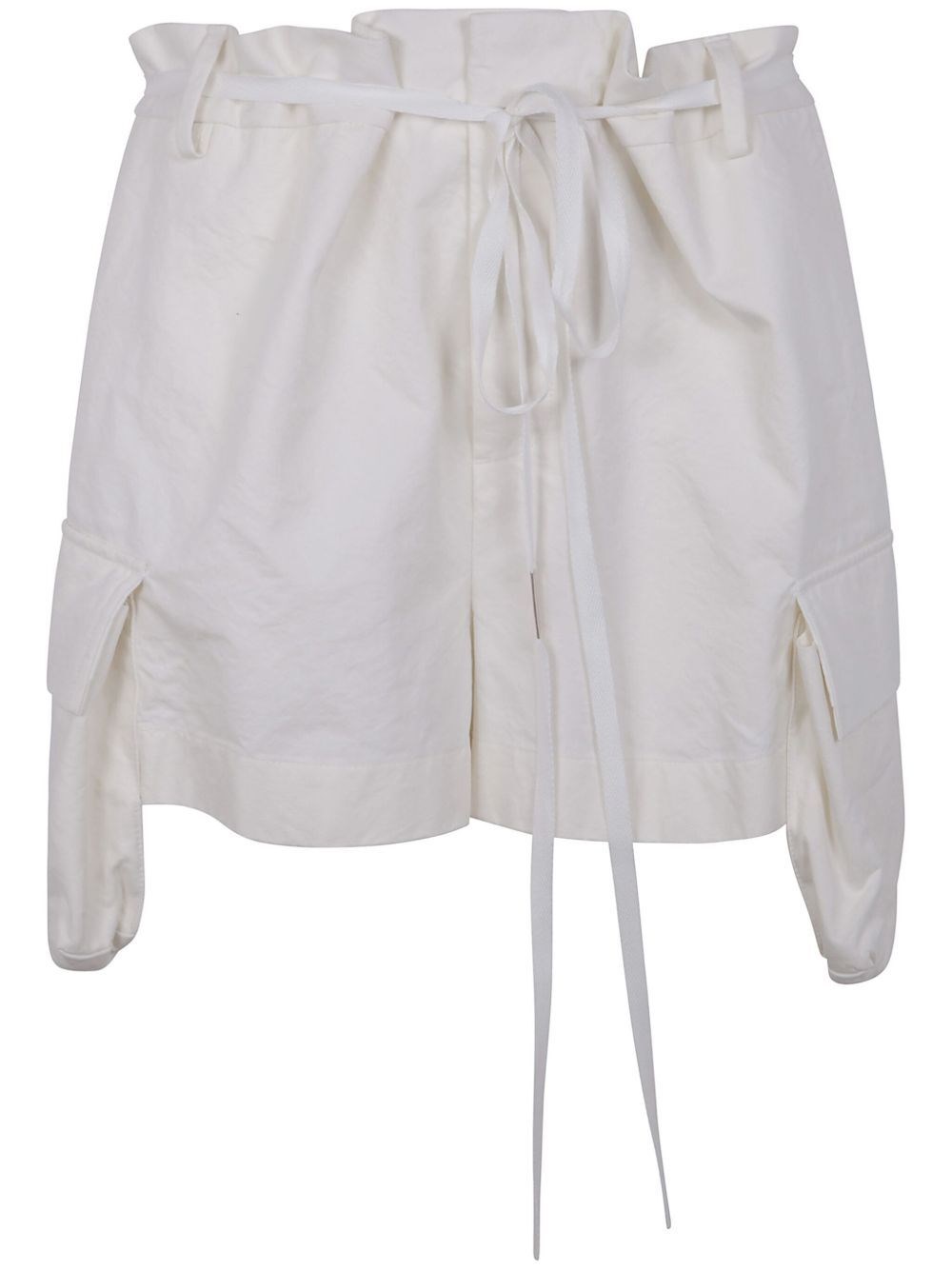 Ann Demeulemeester Elastic Waistband Cotton Twill Shorts In White