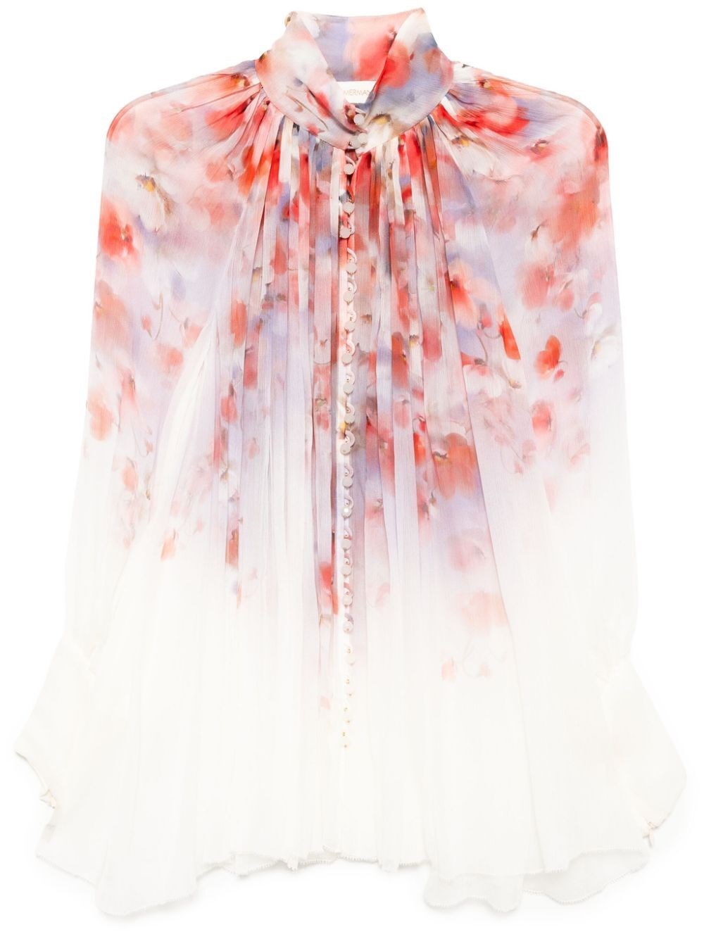 Zimmermann Crush Printed Viscose Shirt In Pink