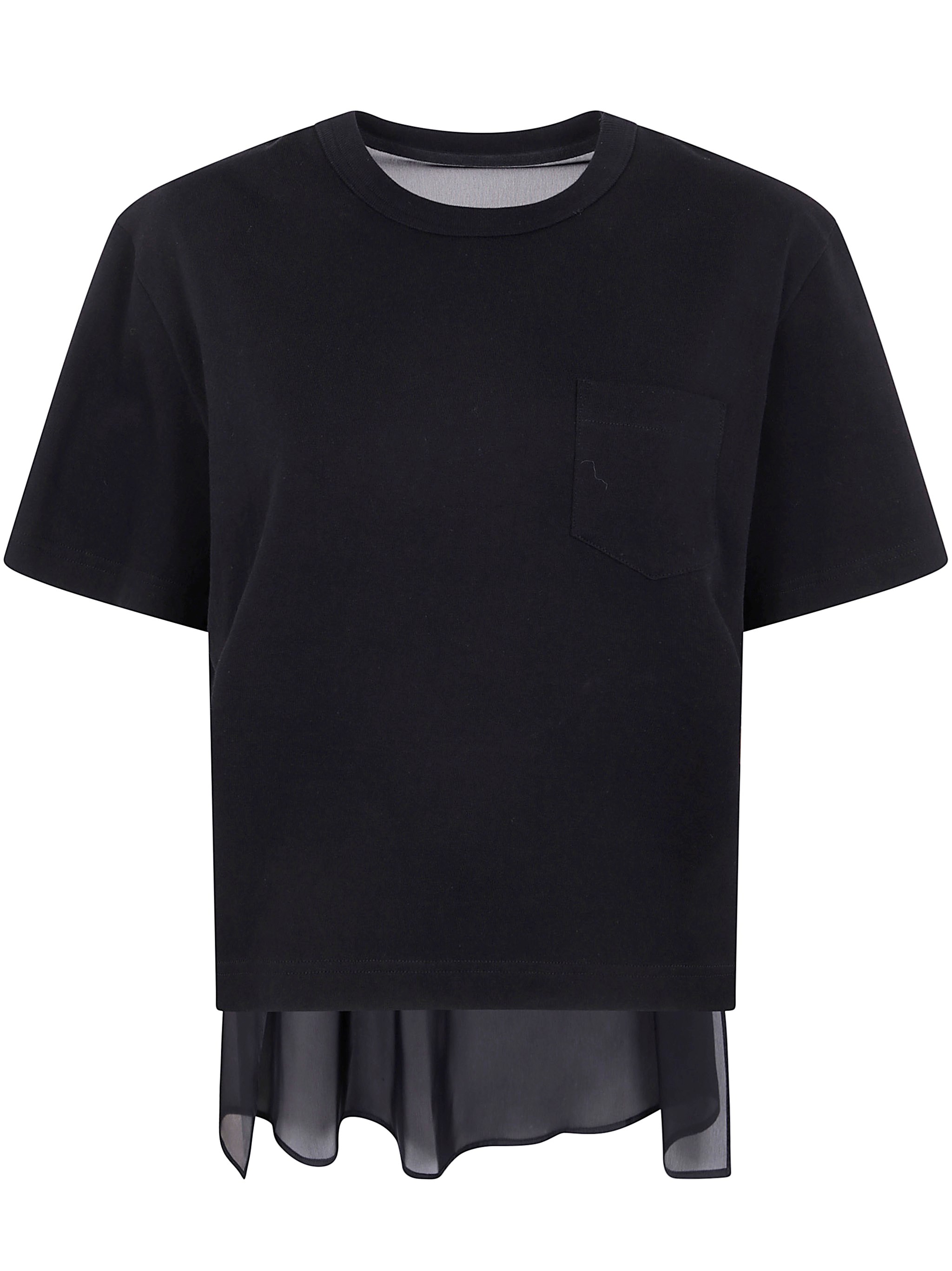 Sacai X Women's Nylon Twill X Cotton Jersey T-shirt In Black  