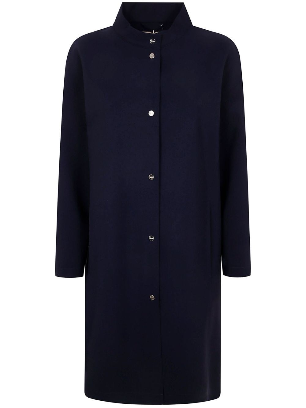 Herno First Act High Collar Long Sleeves Coat In Blue