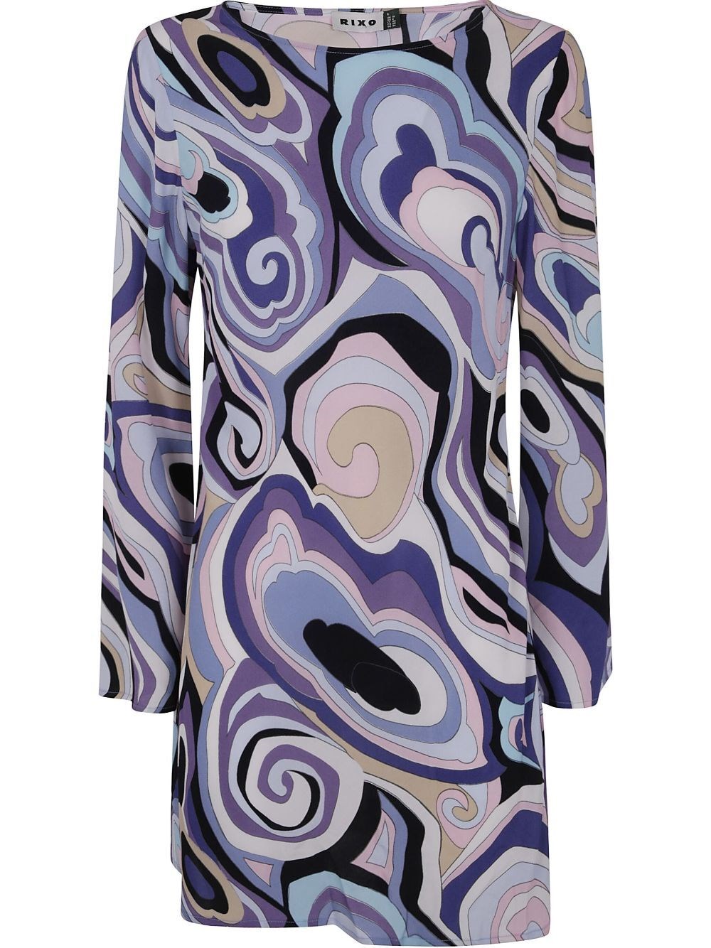 Rixo London Rixo Ridley Printed Long Sleeved Mini Dress In Blue