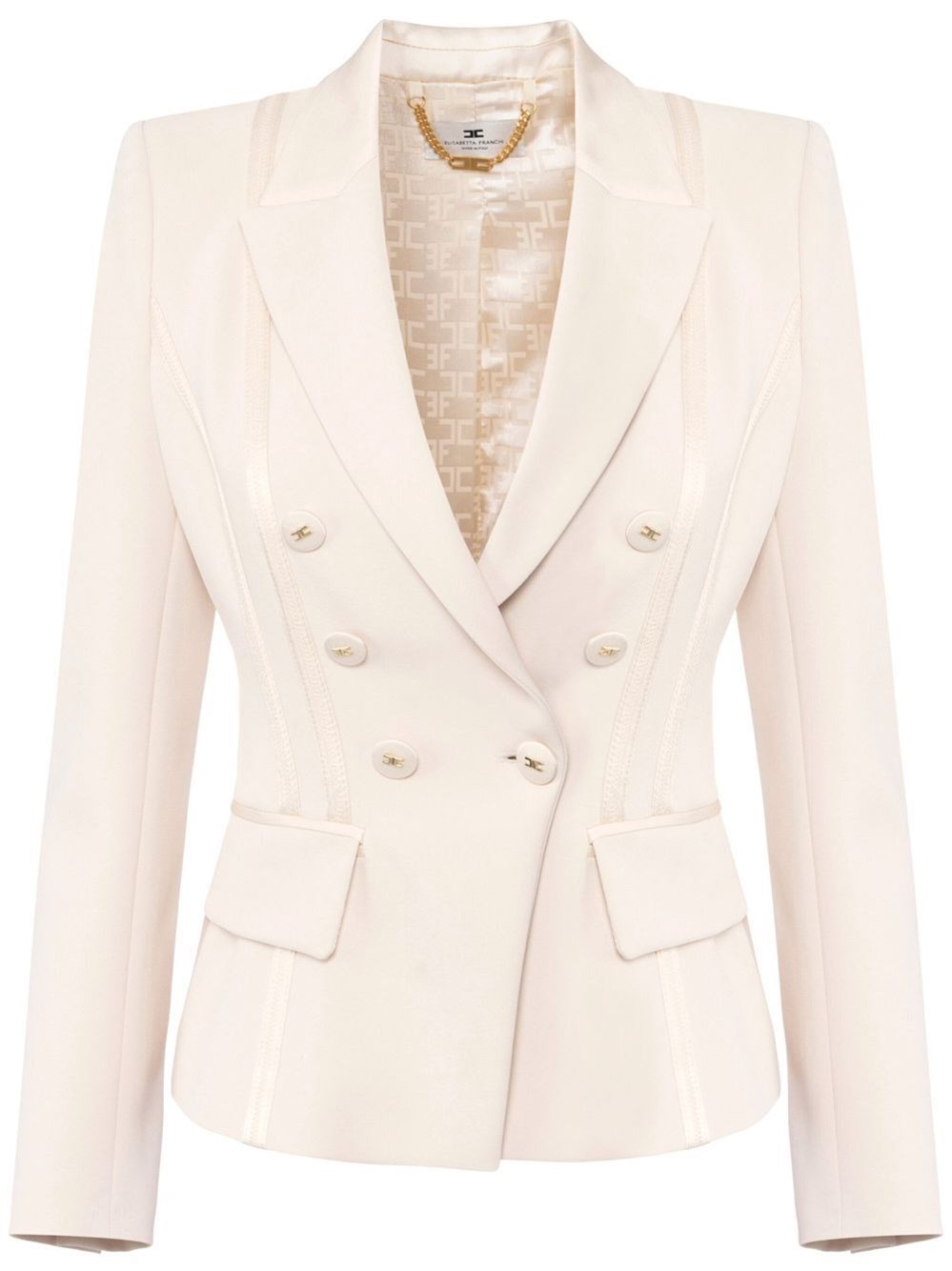 Elisabetta Franchi Crepe Satin Blazer In White