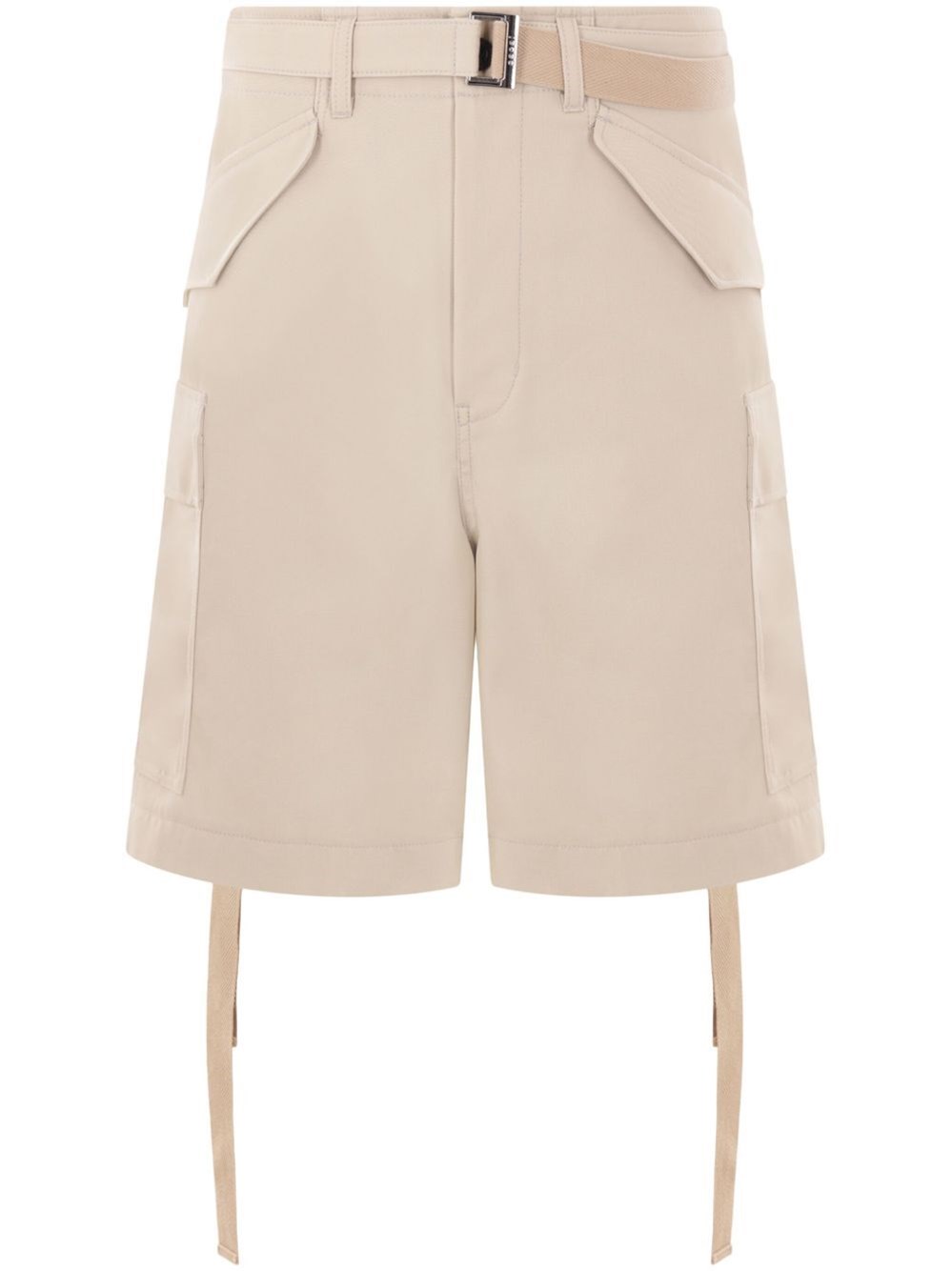 Sacai Cotton Twill Bermuda Shorts In Beige