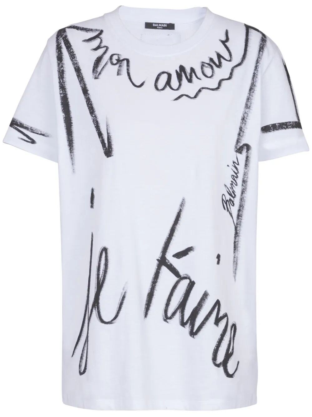 Balmain Sl Writing Printed T-shirt In White