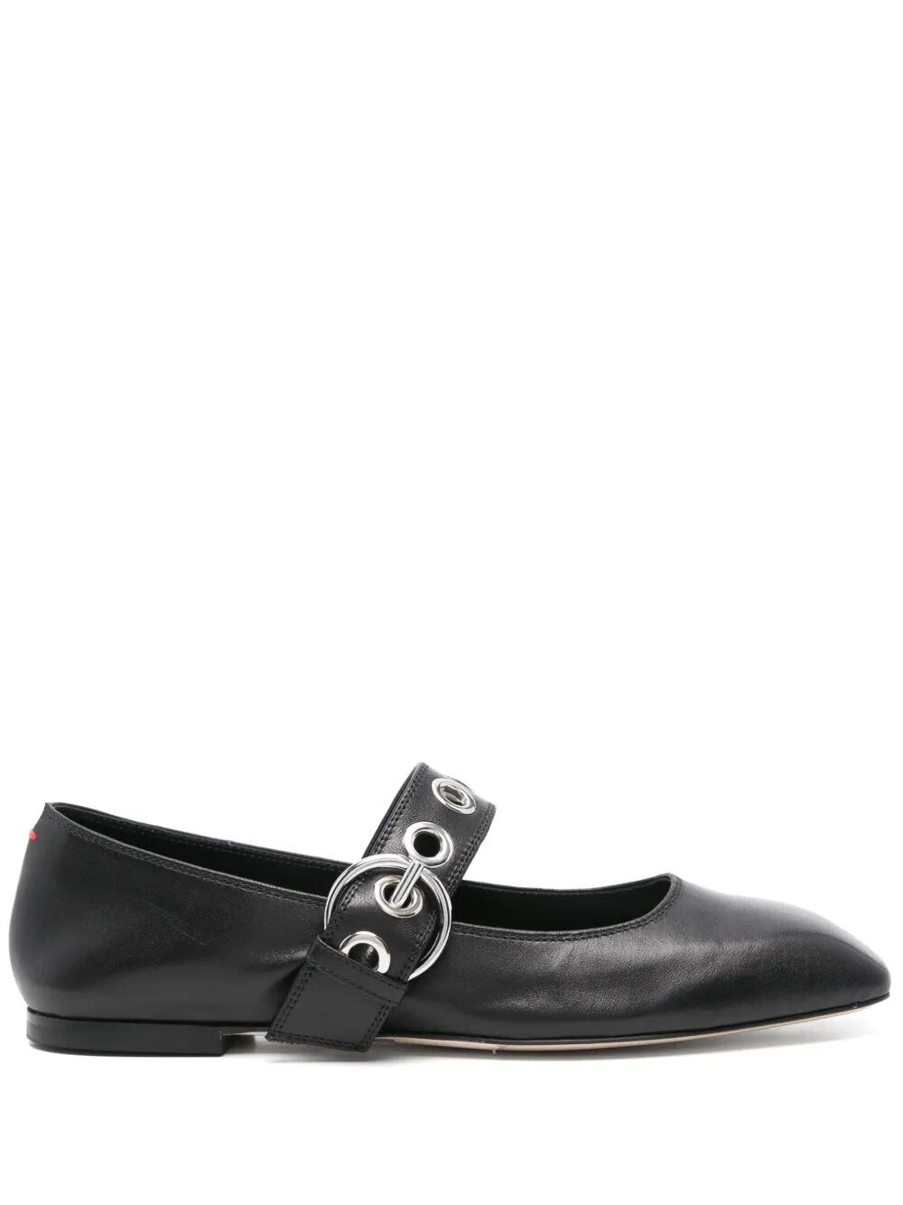 Aeyde Aeydē Nappa Leather Flats With Circular Hardware Detail In Black